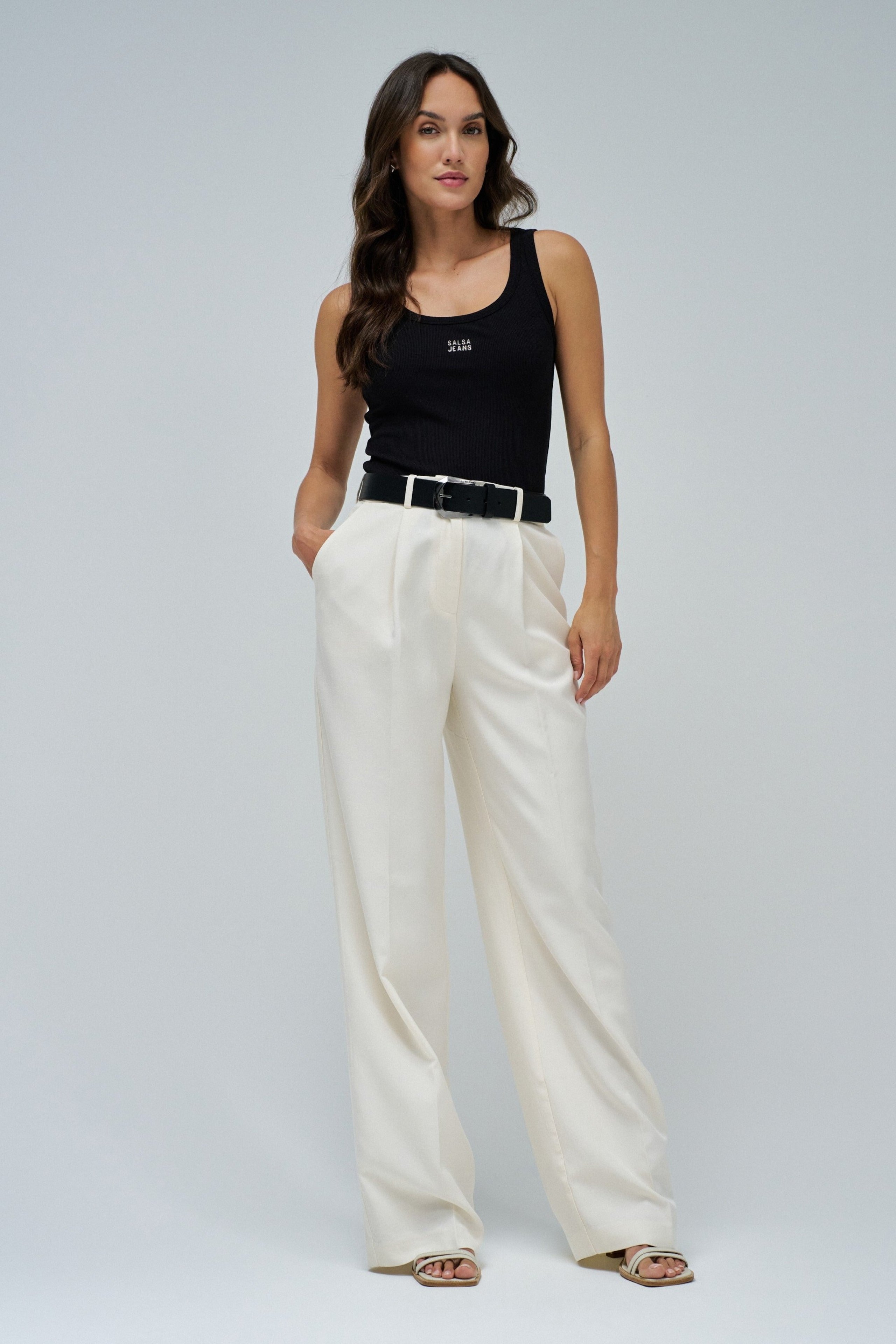 Tank Top With Embroidered Branding in Black T-Shirts Salsa Jeans