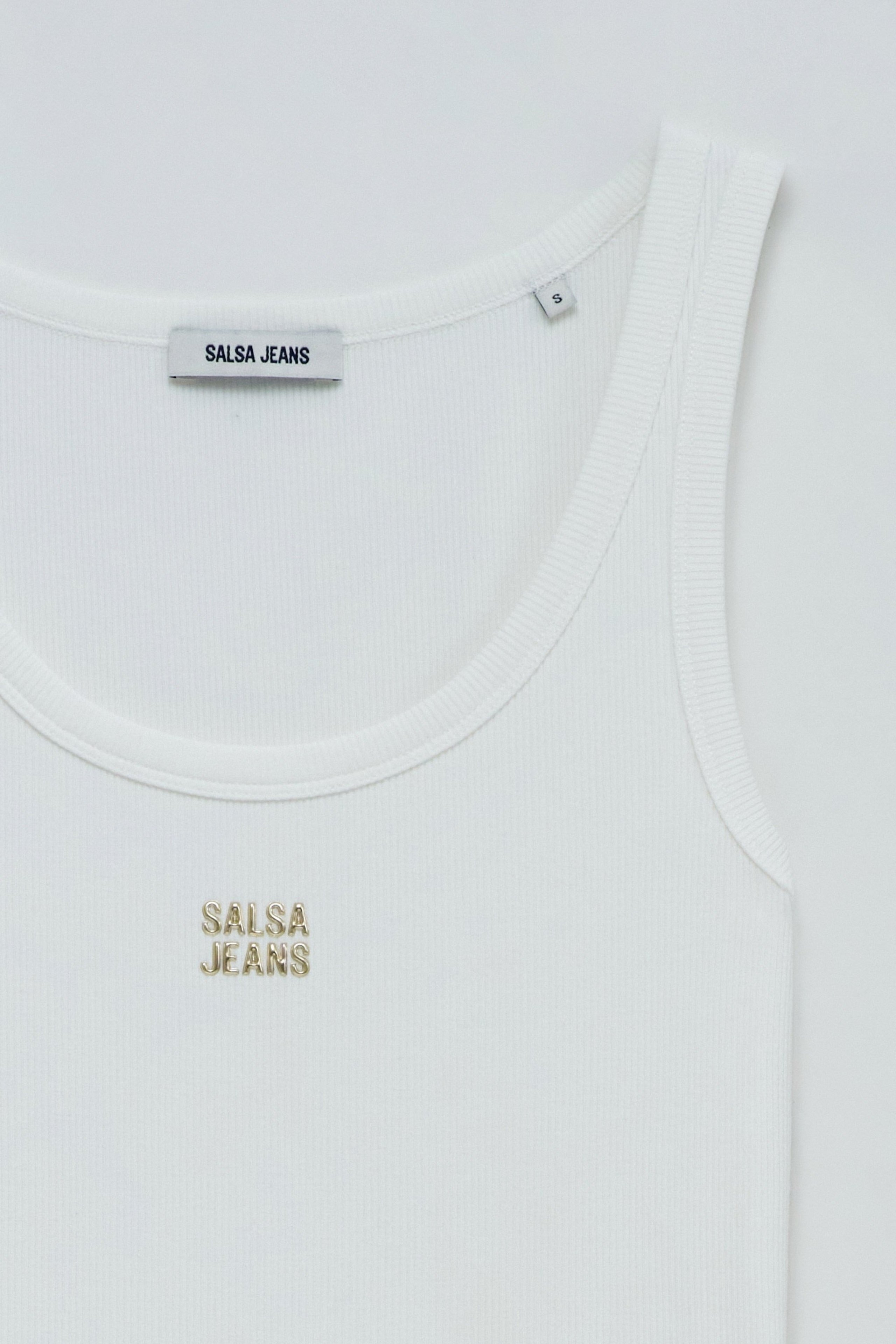 Tank Top With Embroidered Branding in Light Pearl T-Shirts Salsa Jeans