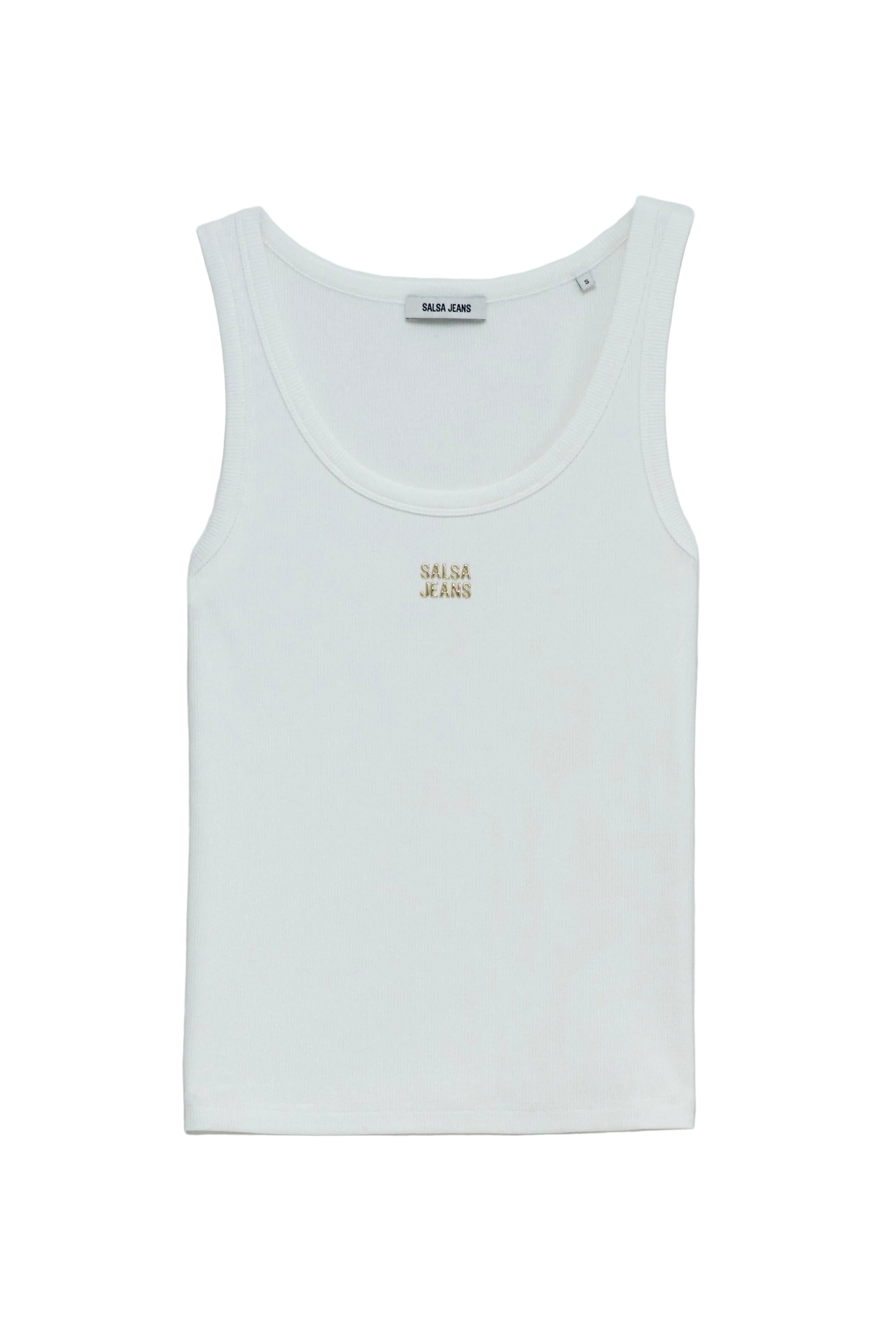 Tank Top With Embroidered Branding in Light Pearl T-Shirts Salsa Jeans