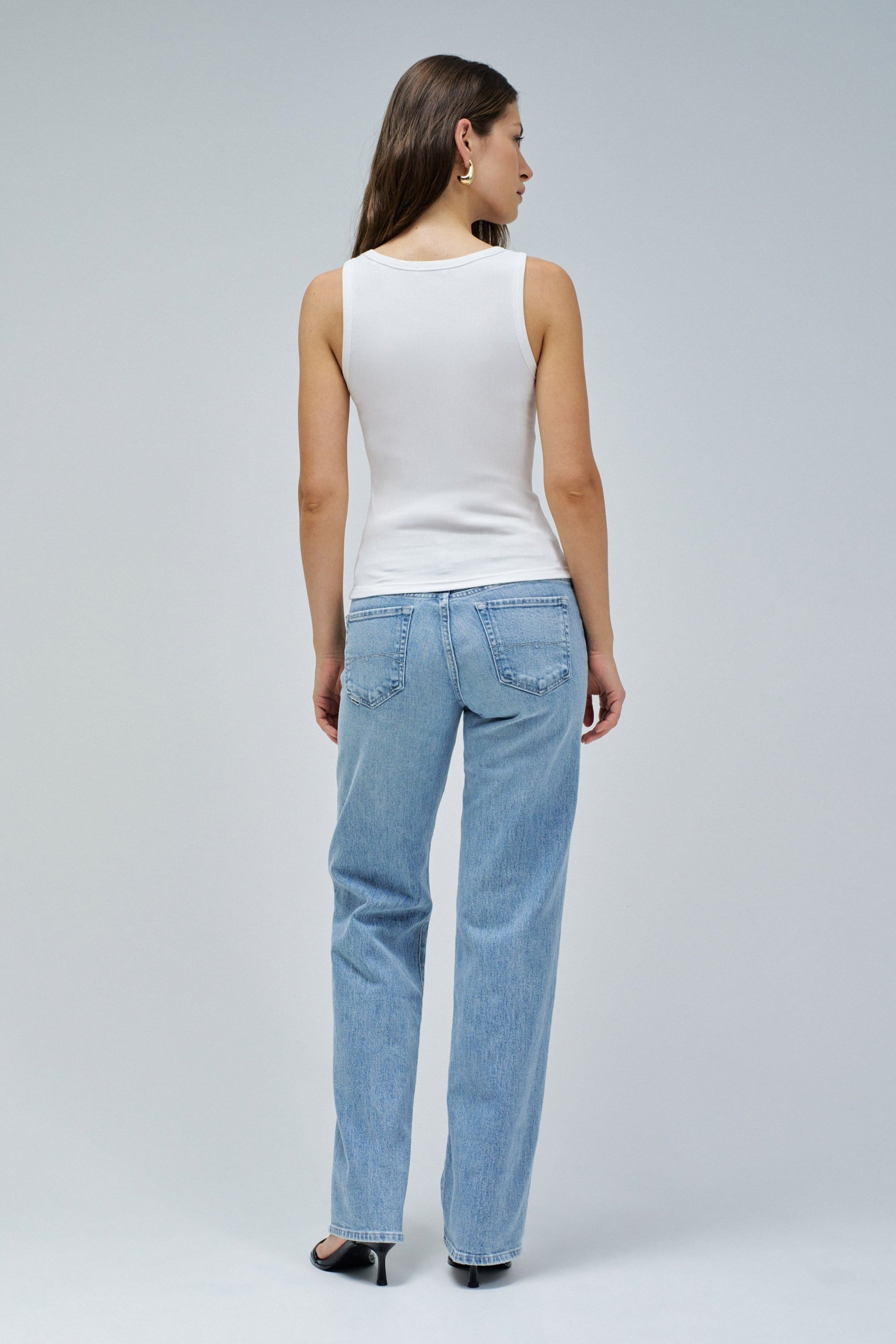 Tank Top With Embroidered Branding in Light Pearl