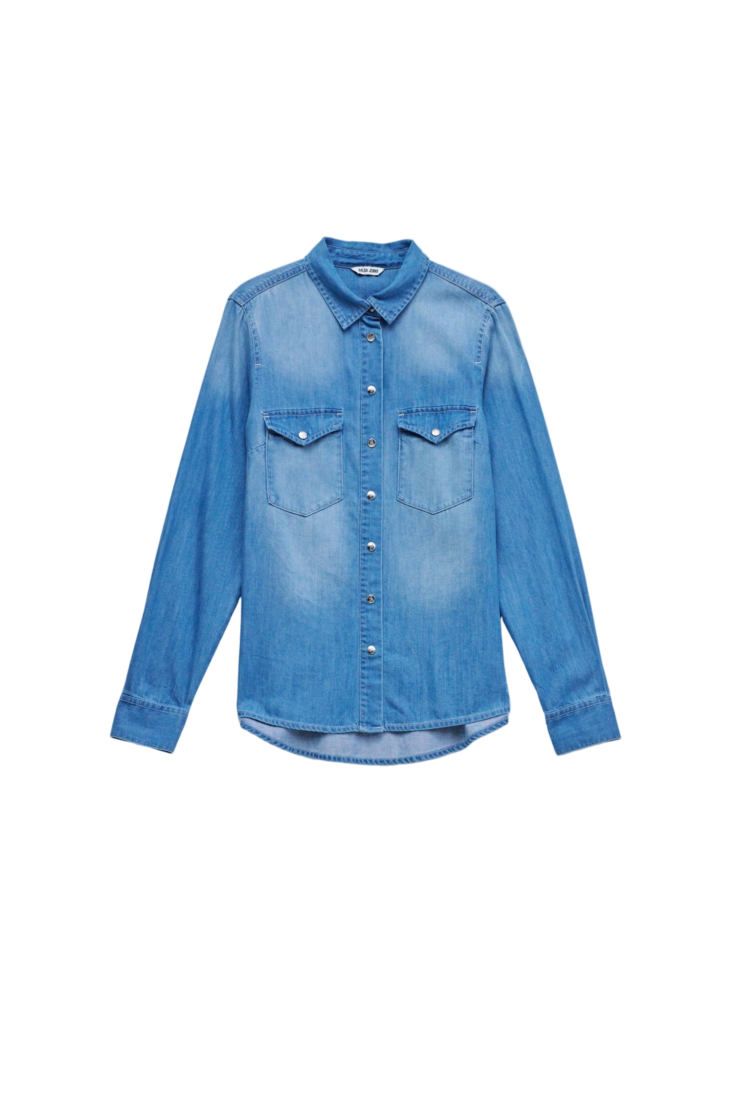 Denim Shirt W/ Front Pockets in Medium Wash Hemden Salsa Jeans