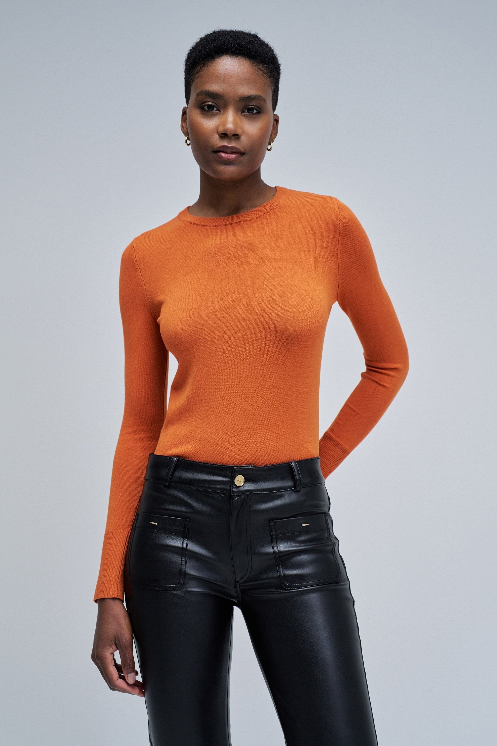 Basic Long Sleeve in Medium Orange Pullover Salsa Jeans