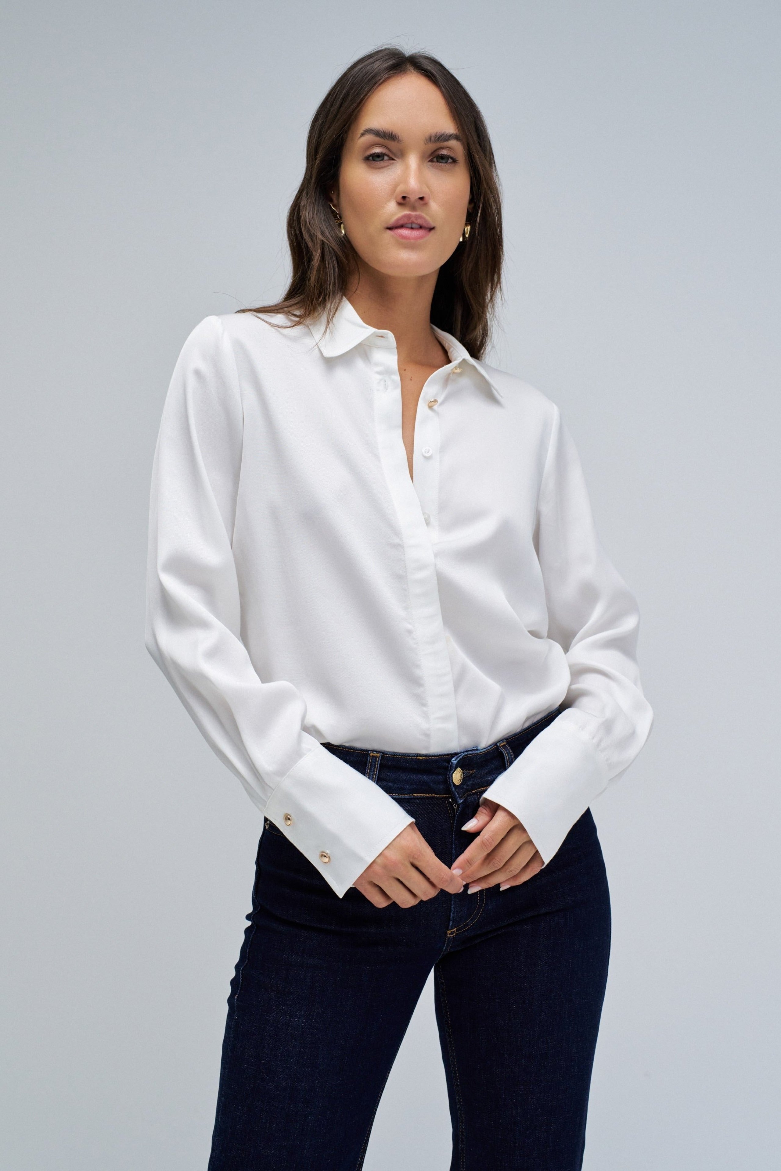 Basic Shirt W/ Gold Buttons in Light Pearl V2 Hemden Salsa Jeans