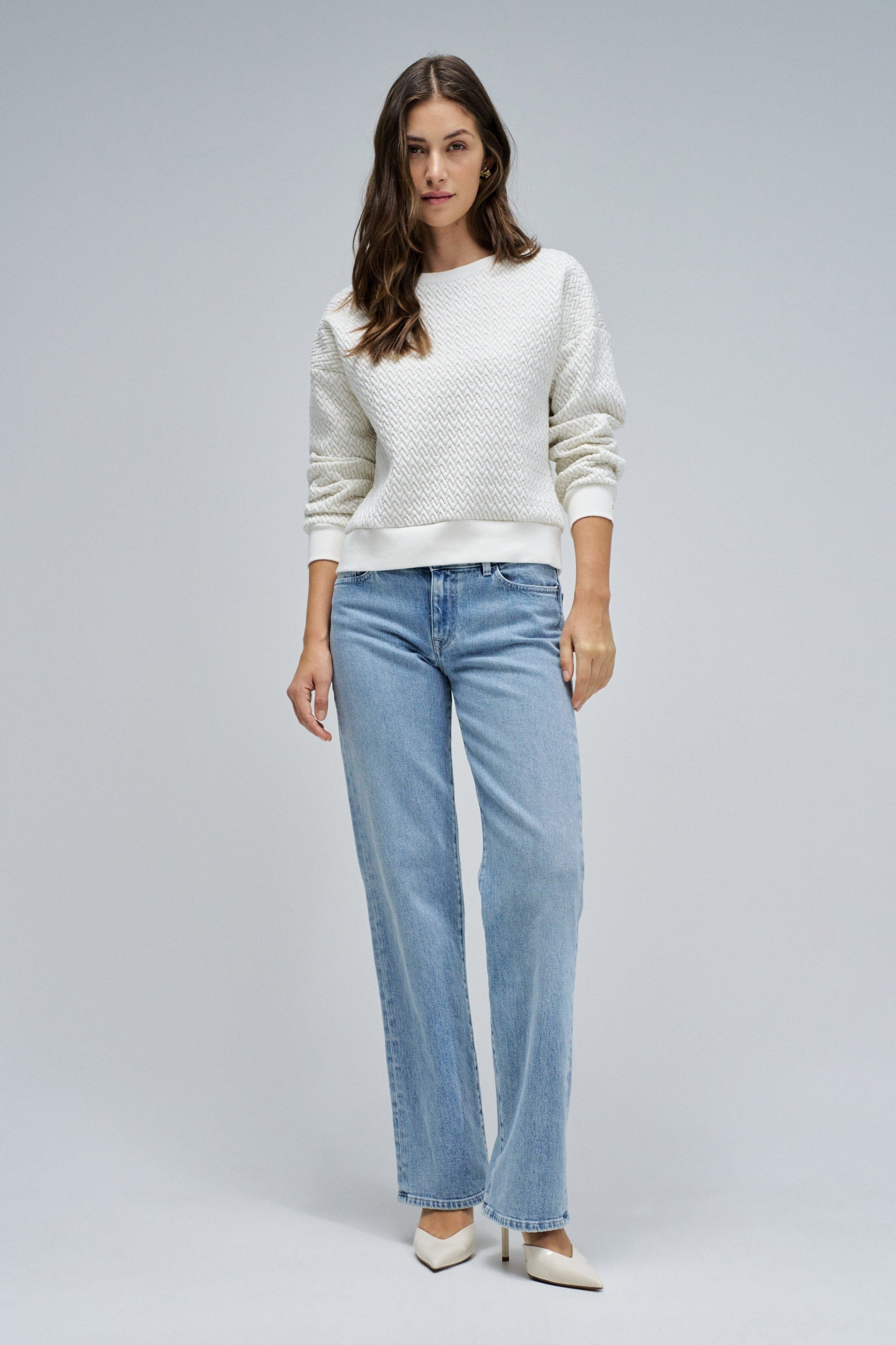 Lurex Jacquard Sweatshirt in Light Pearl V2 Sweatshirts Salsa Jeans