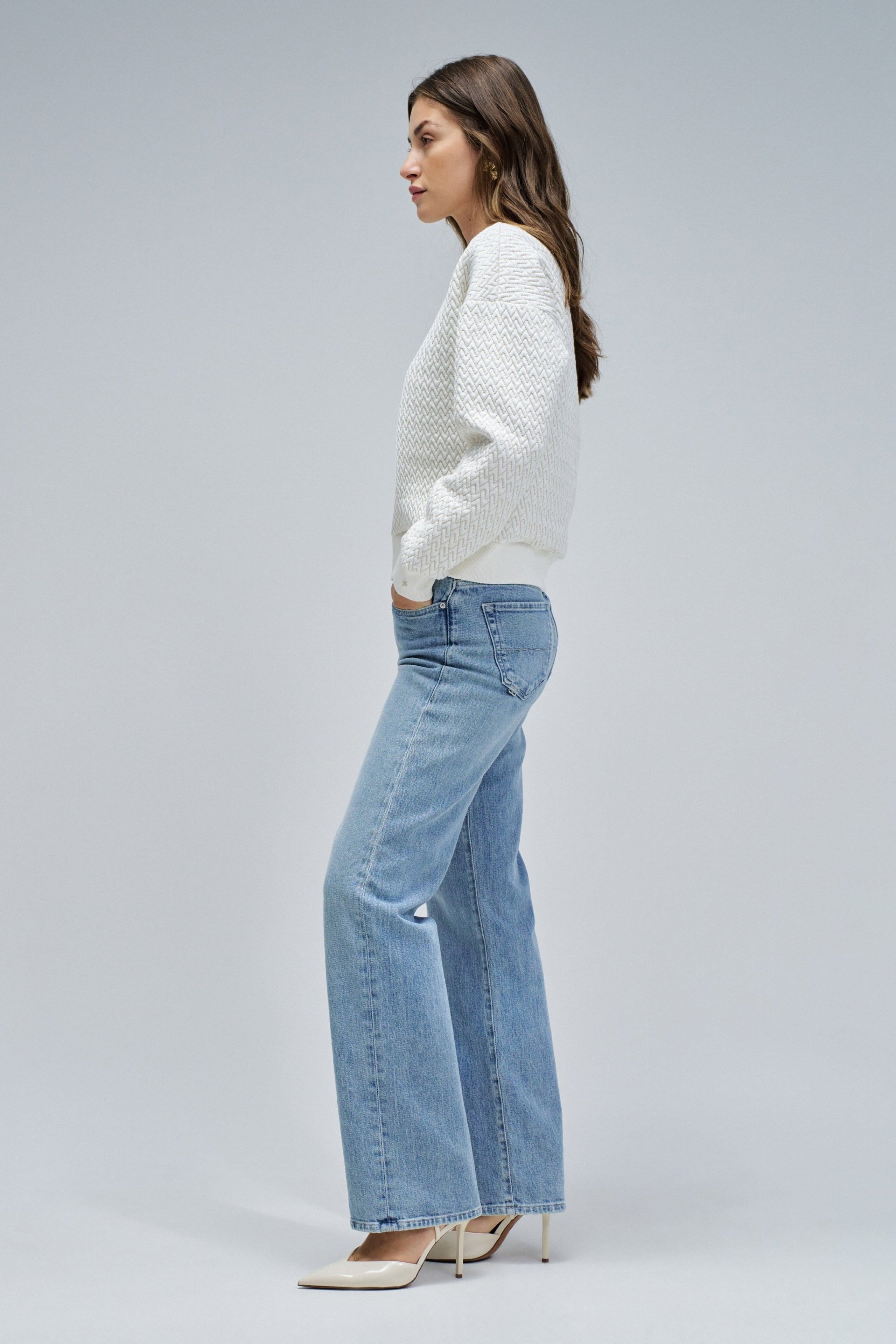 Lurex Jacquard Sweatshirt in Light Pearl V2 Sweatshirts Salsa Jeans