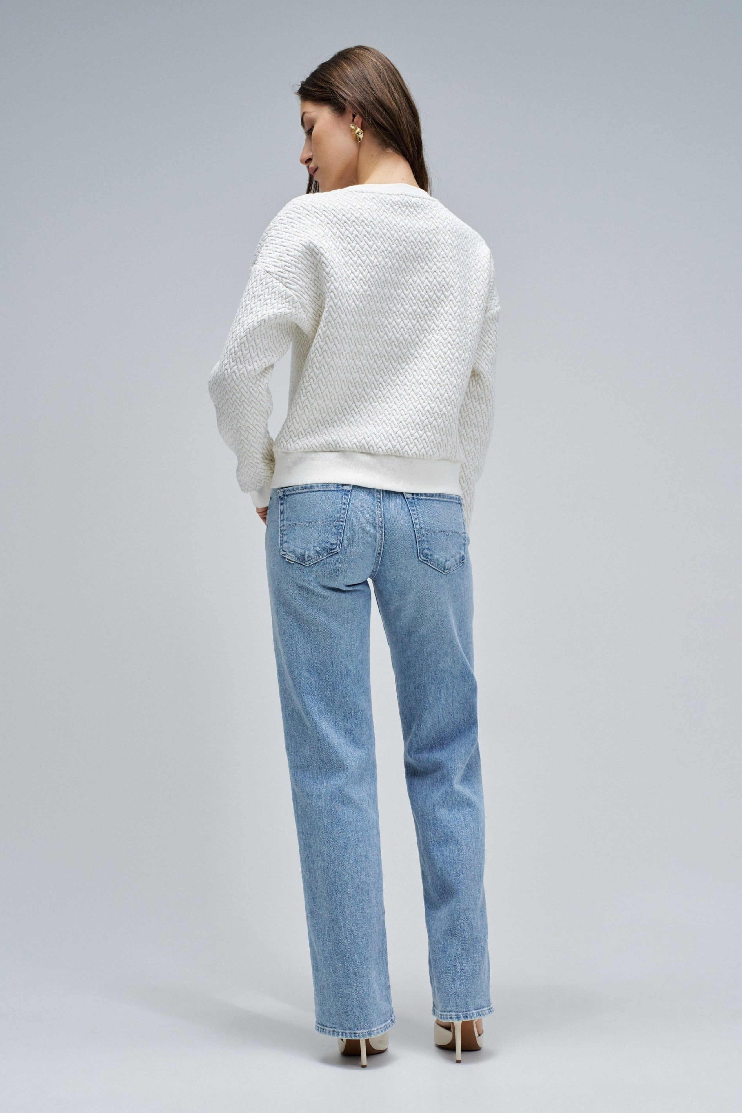 Lurex Jacquard Sweatshirt in Light Pearl V2