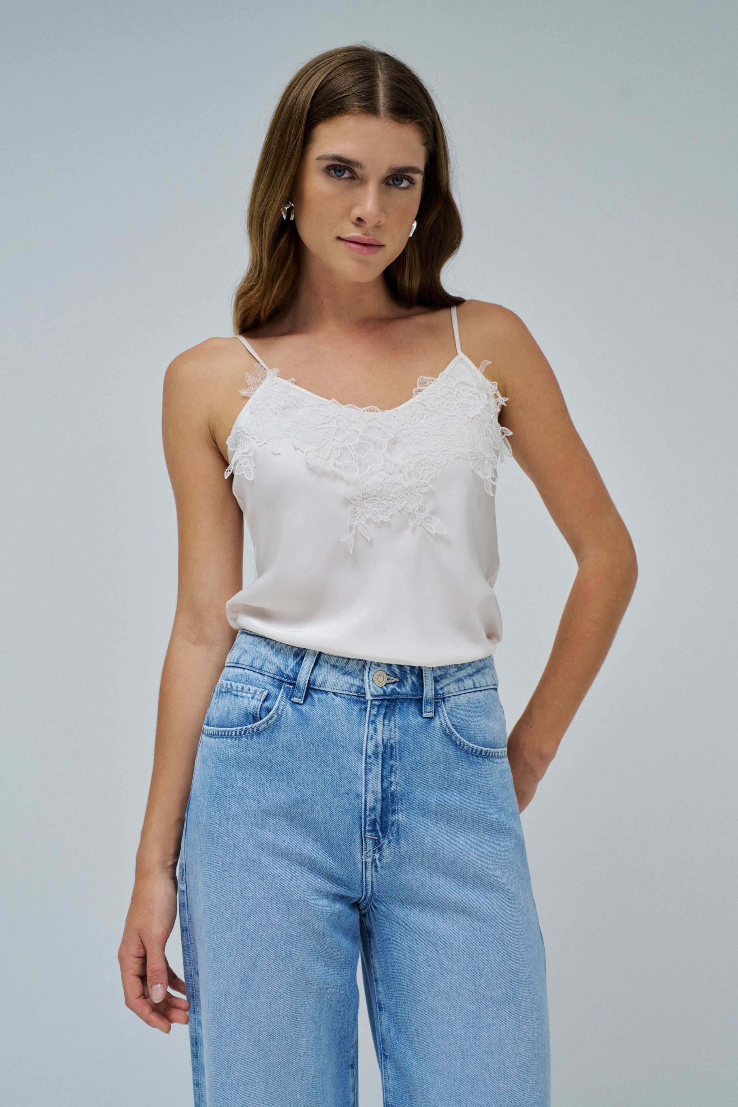 Lace Top in Light Beige T-Shirts Salsa Jeans