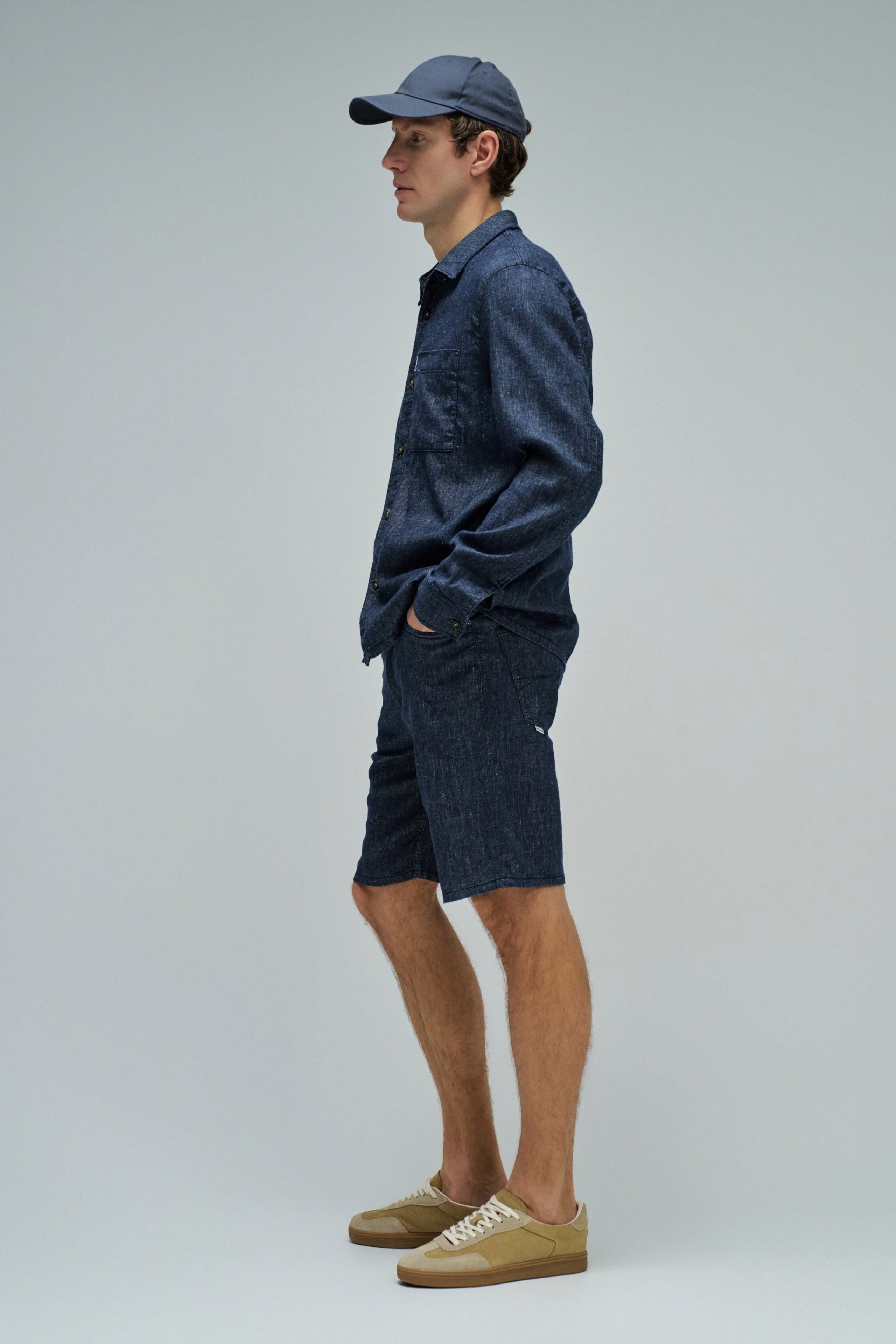 Shirt Indigo Linen in Dark Blue Hemden Salsa Jeans