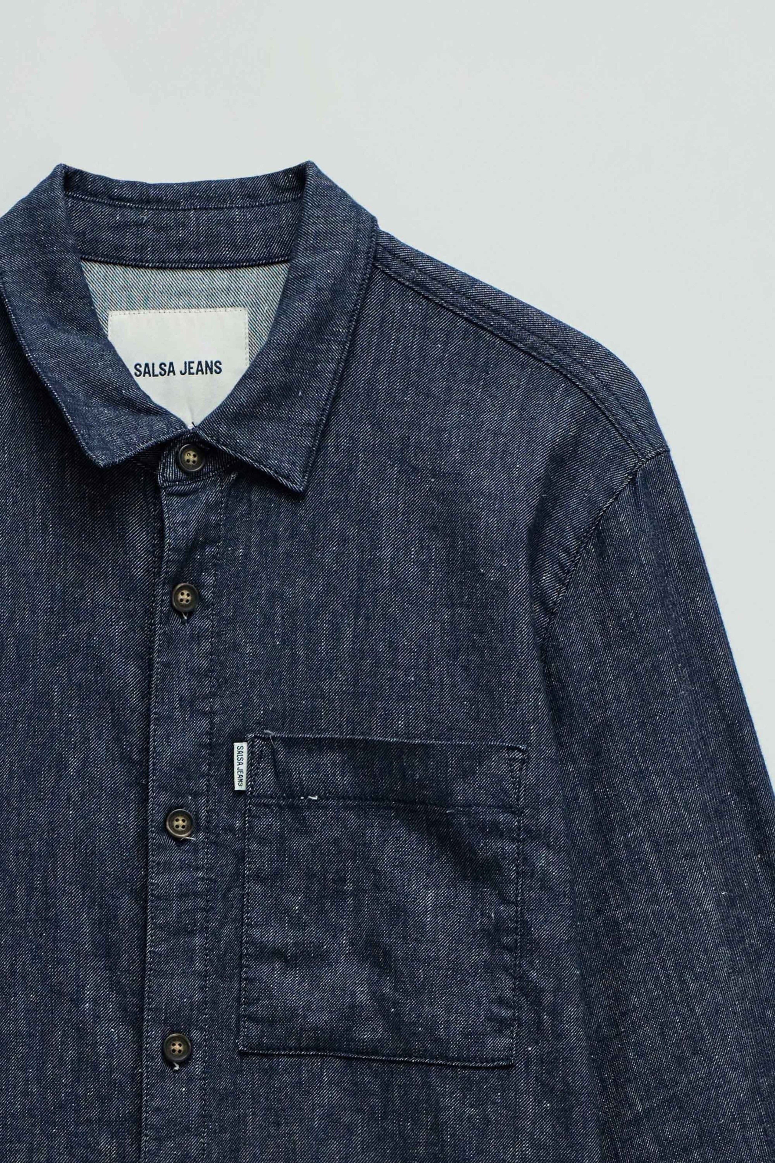Shirt Indigo Linen in Dark Blue Hemden Salsa Jeans