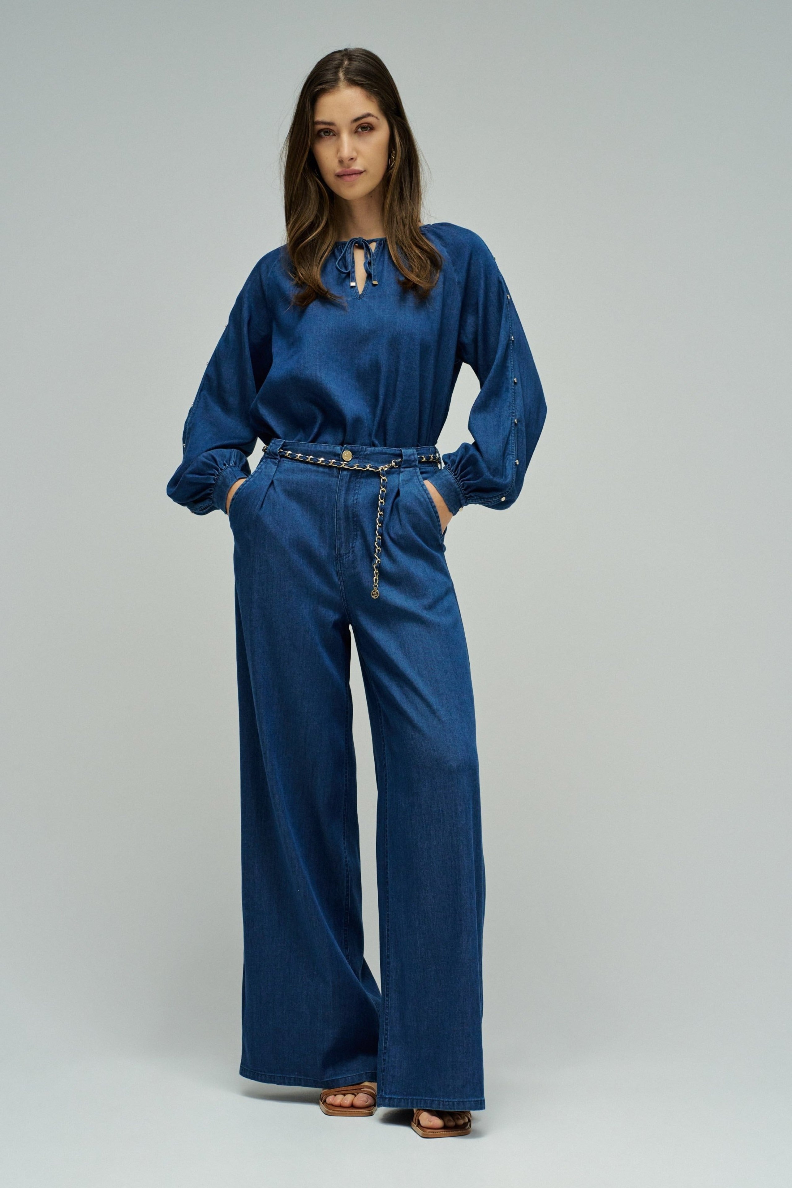 Blouse Sleeve Detail in Dark Wash Hemden Salsa Jeans