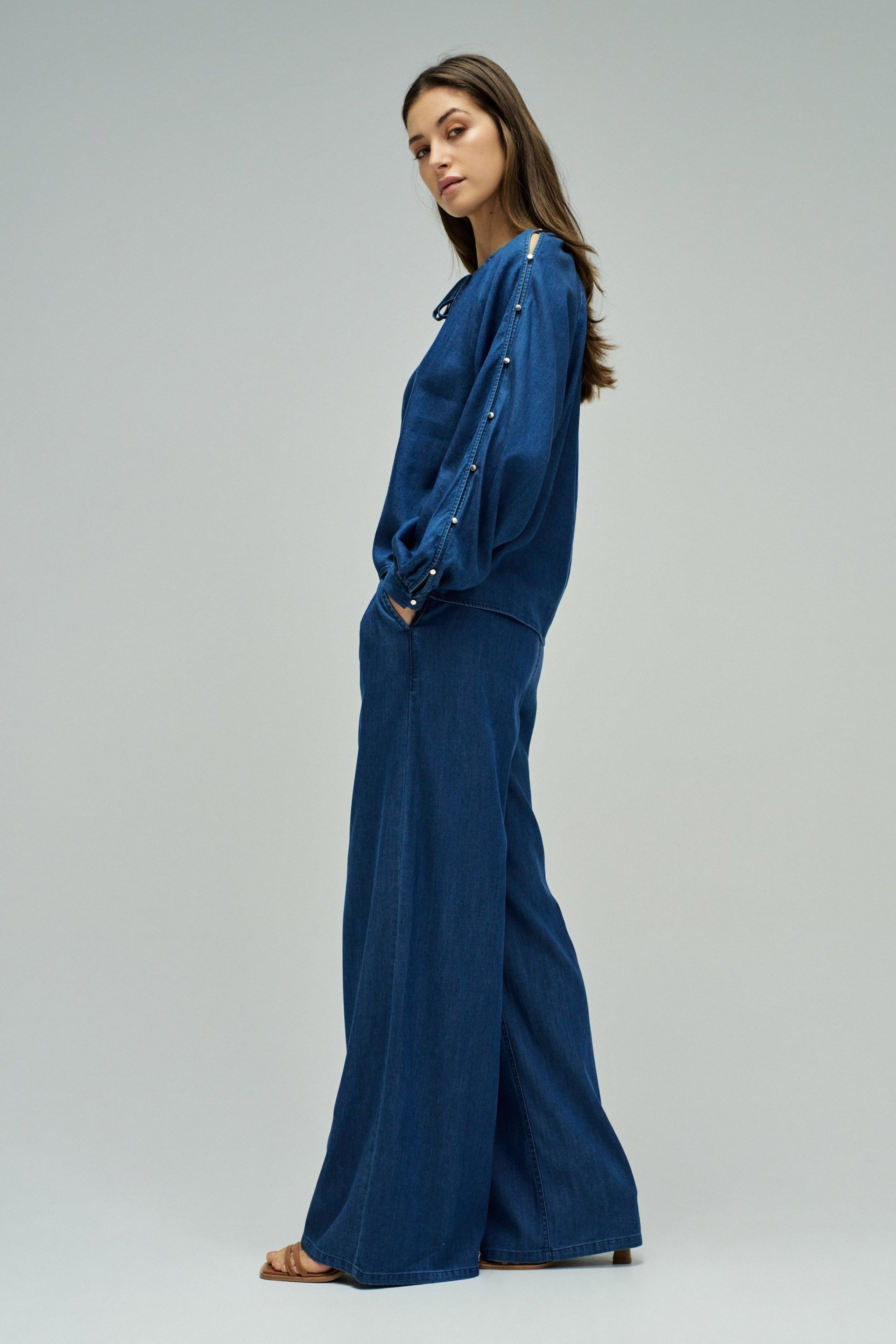 Blouse Sleeve Detail in Dark Wash Hemden Salsa Jeans