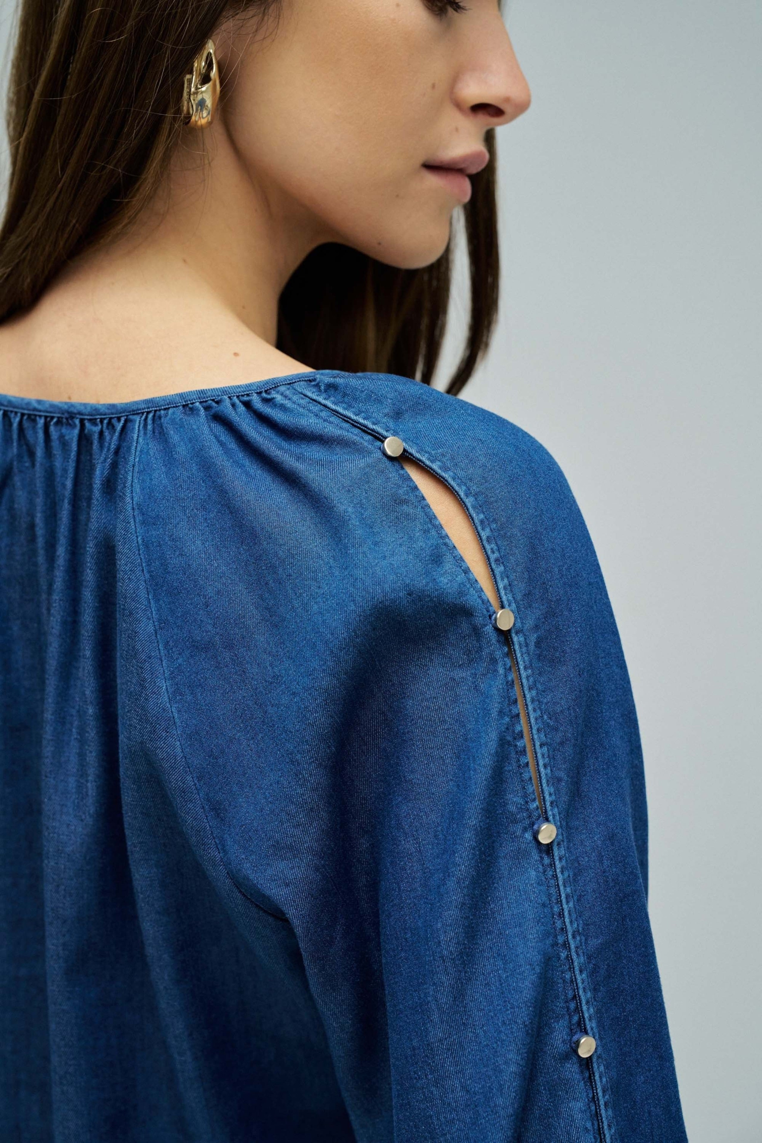Blouse Sleeve Detail in Dark Wash Hemden Salsa Jeans