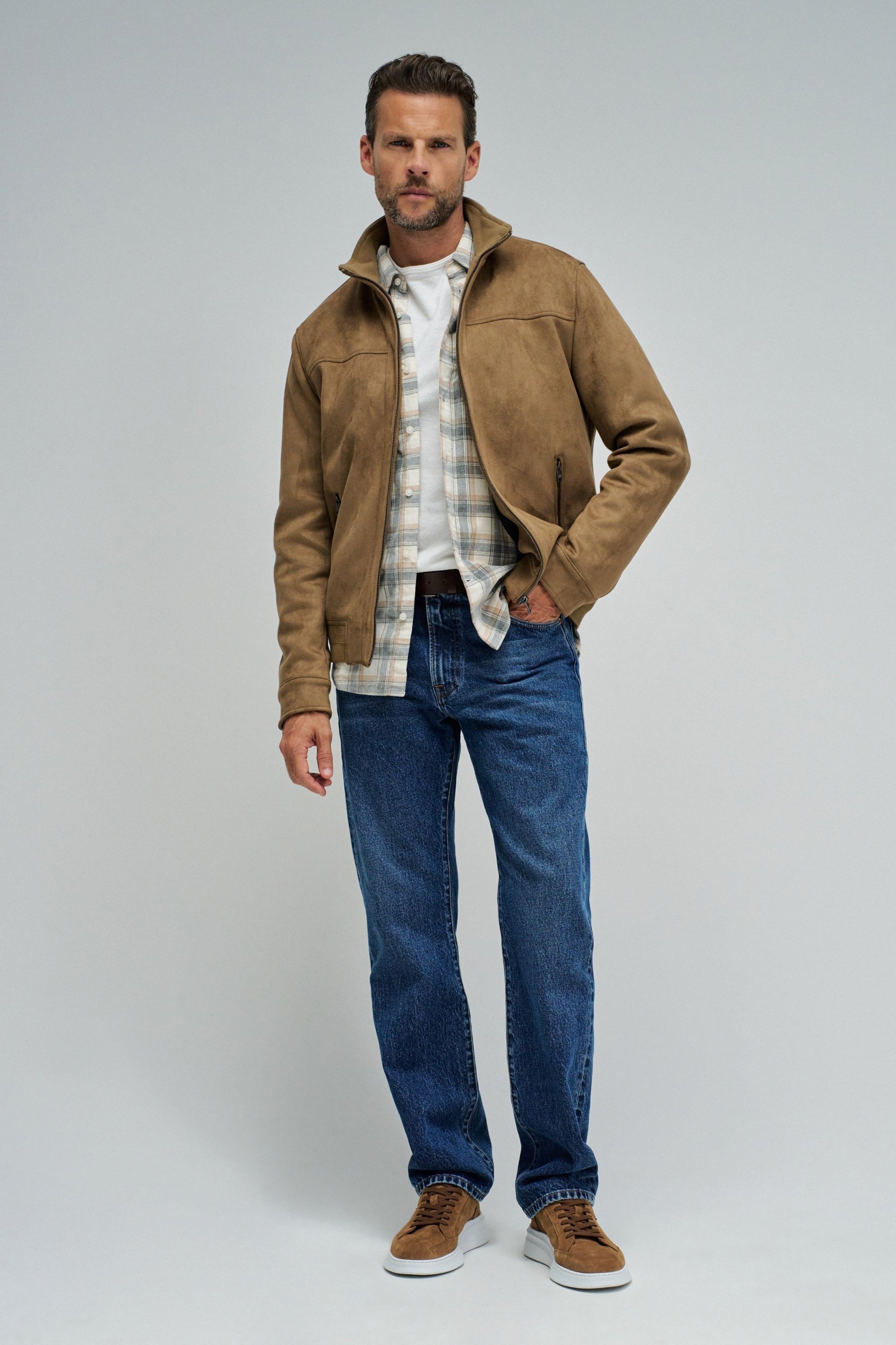 Faux Suede Bomberjacke in Medium Brown Jacken Salsa Jeans