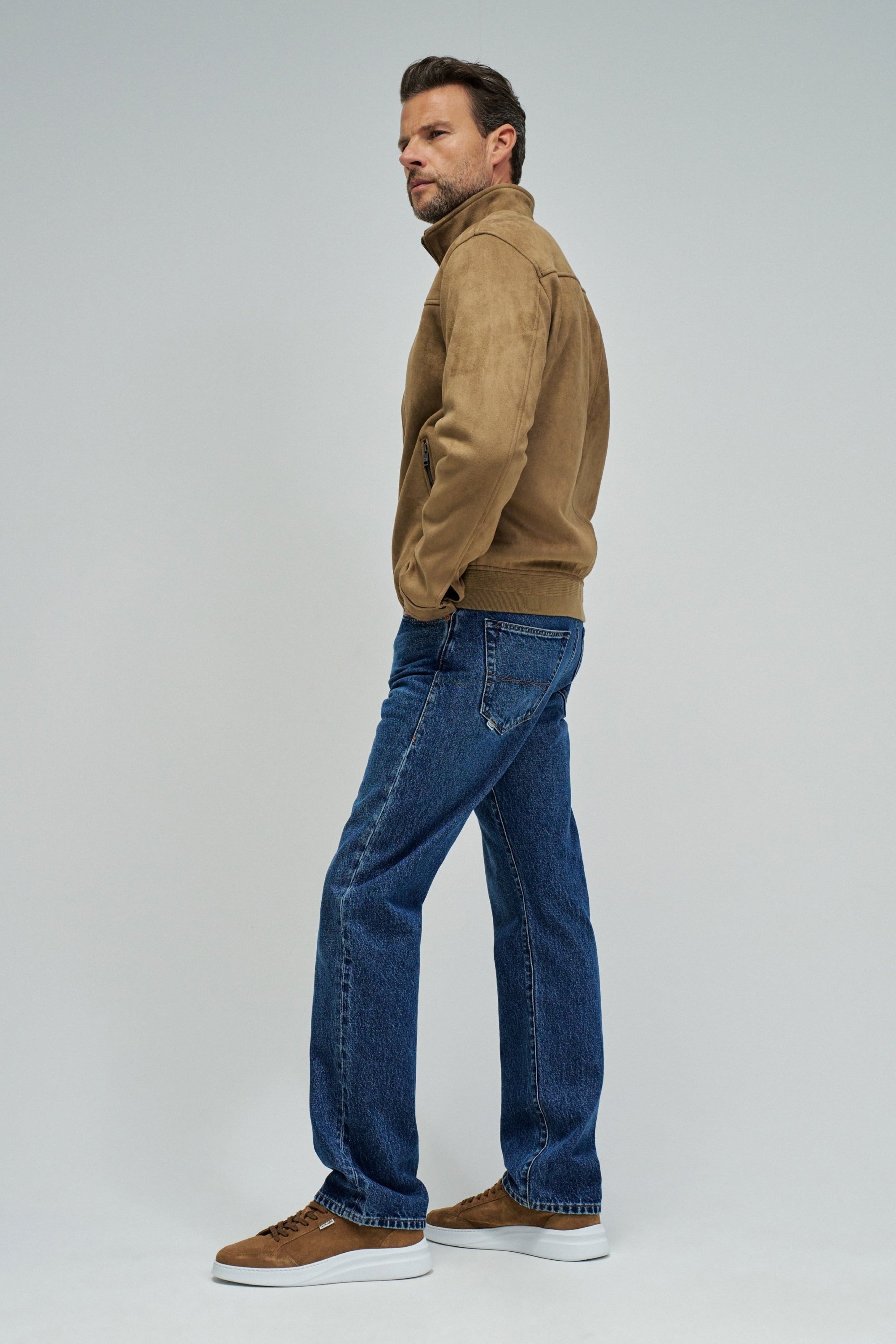 Faux Suede Bomberjacke in Medium Brown Jacken Salsa Jeans
