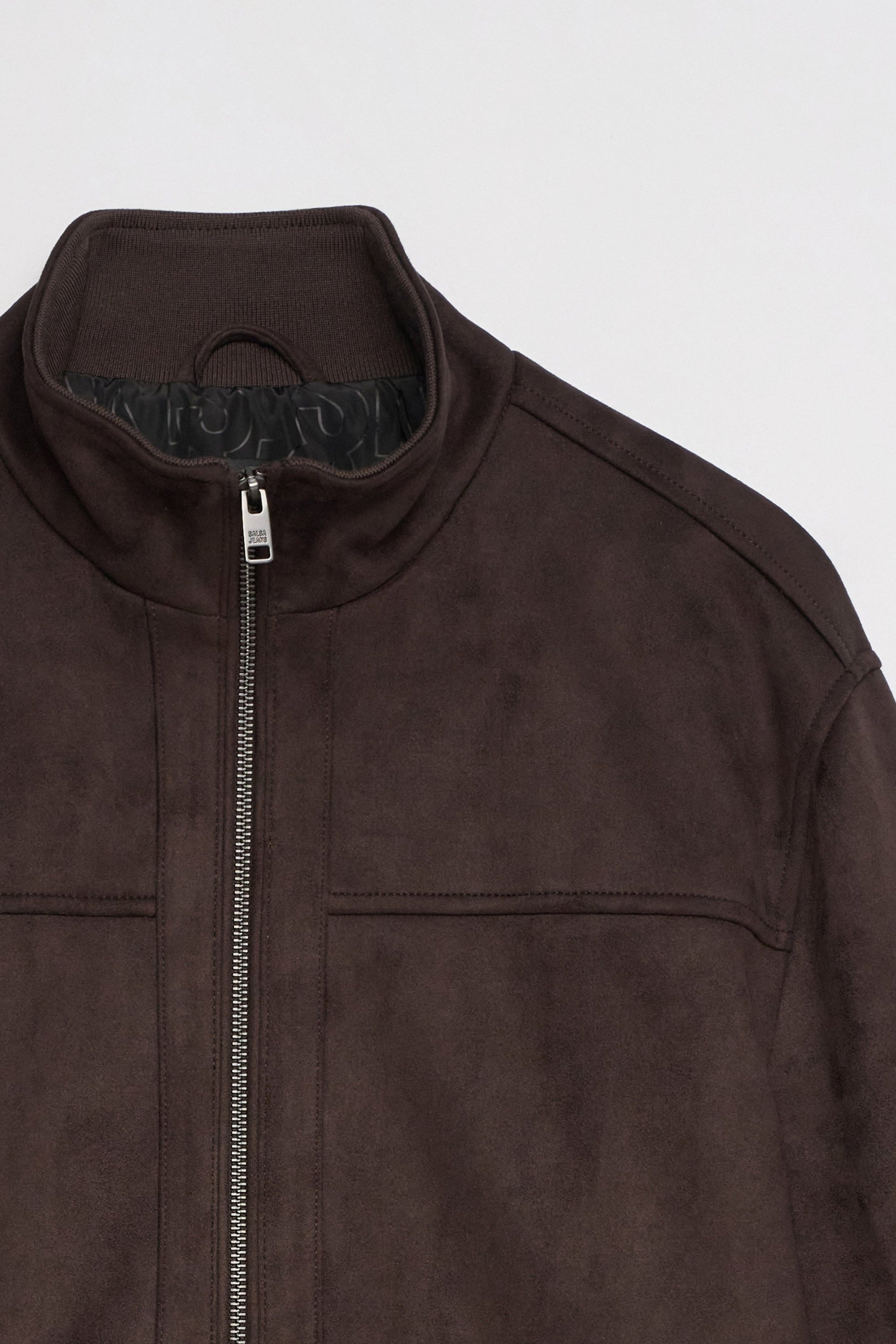 Faux Suede Bomberjacke in Dark Brown