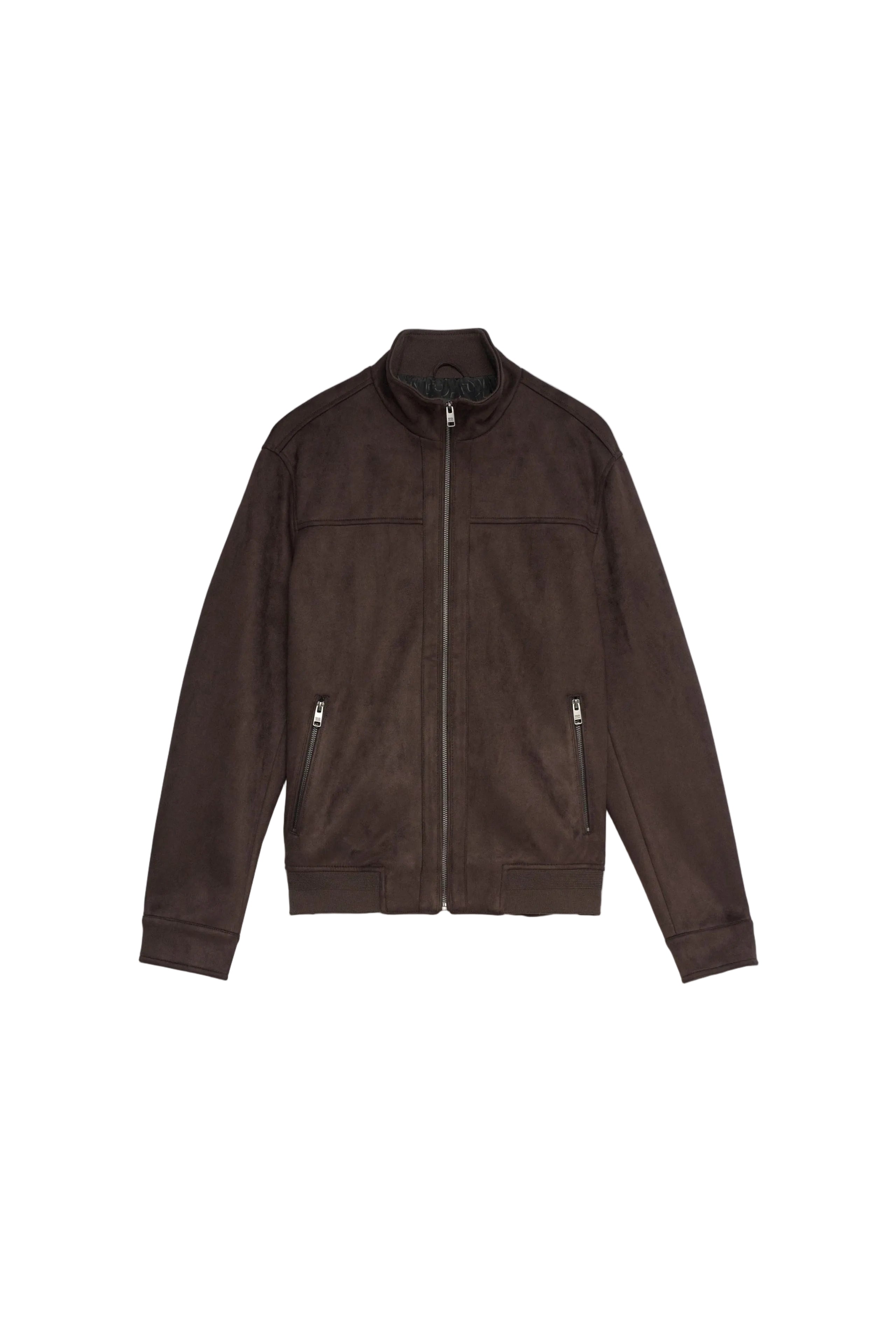 Faux Suede Bomberjacke in Dark Brown