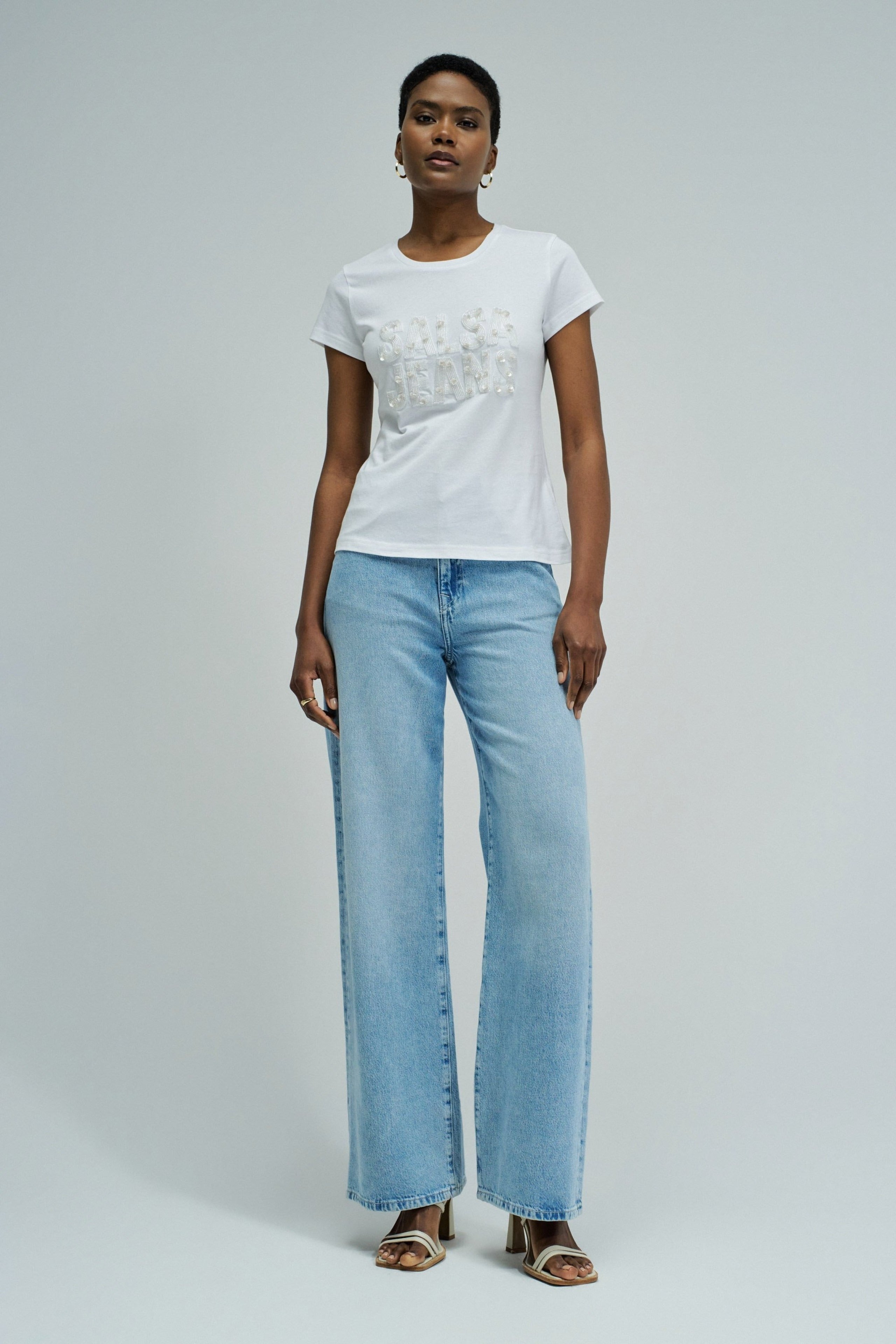 Embellishment Branding T-Shirt in White T-Shirts Salsa Jeans