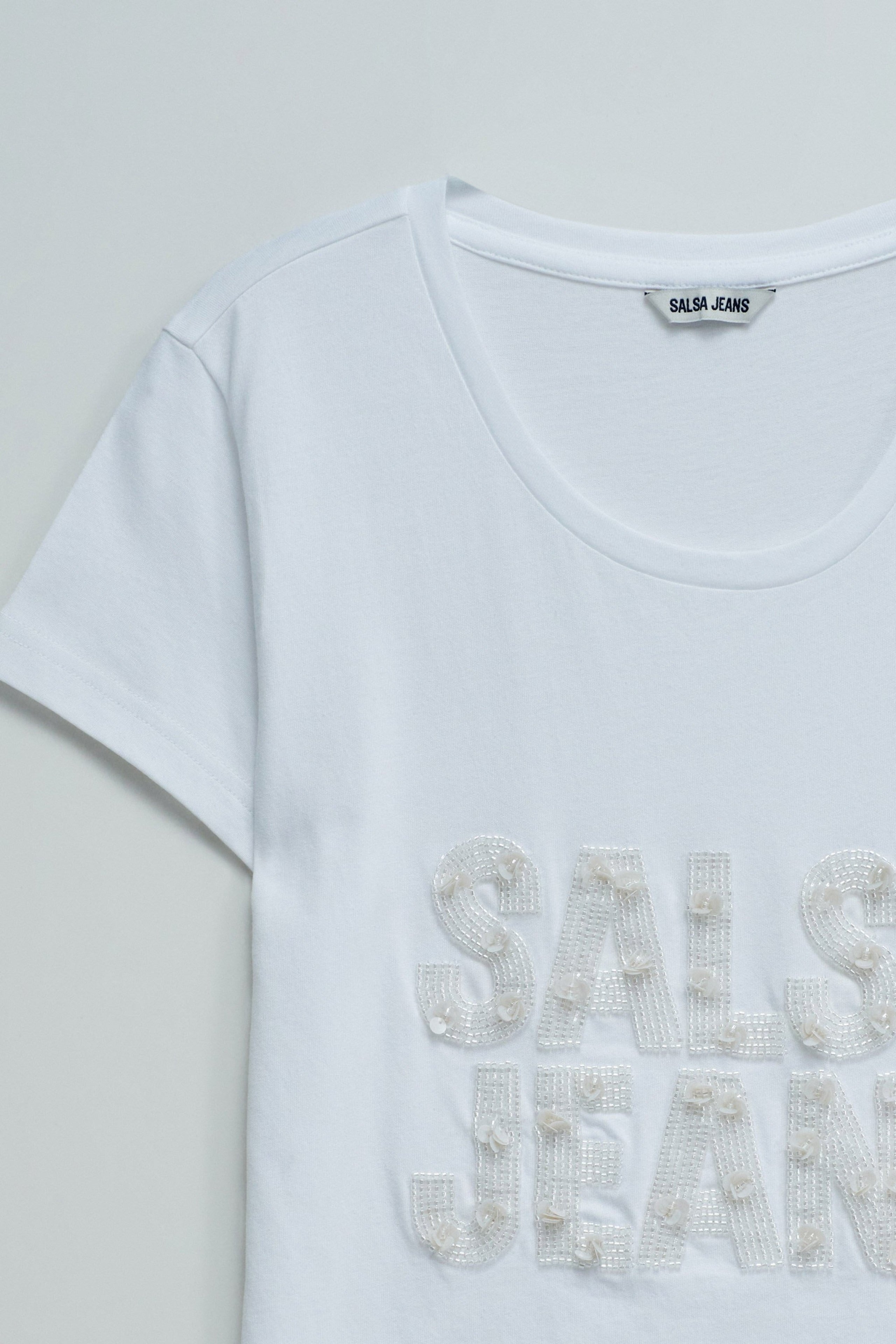 Embellishment Branding T-Shirt in White T-Shirts Salsa Jeans