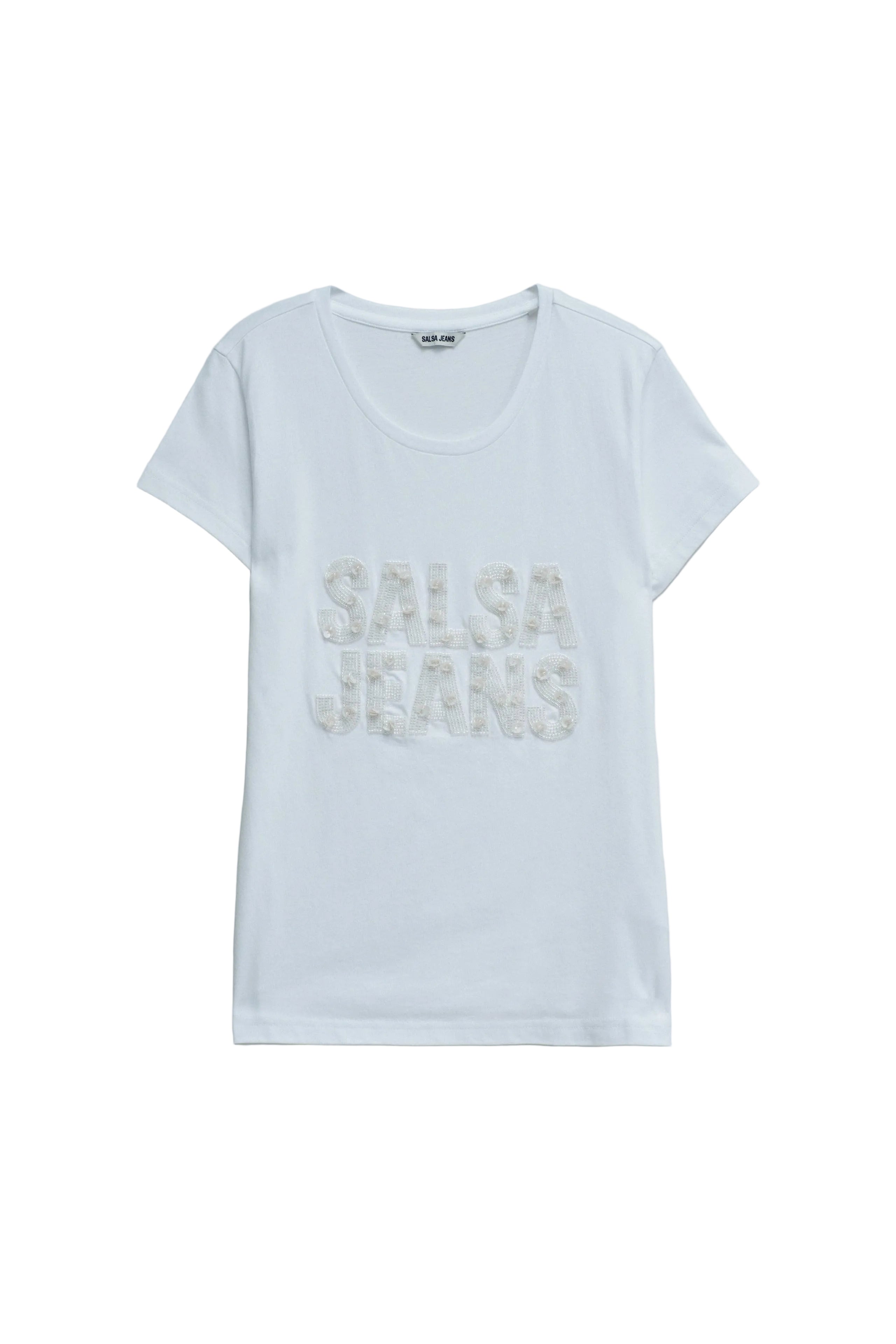 Embellishment Branding T-Shirt in White T-Shirts Salsa Jeans