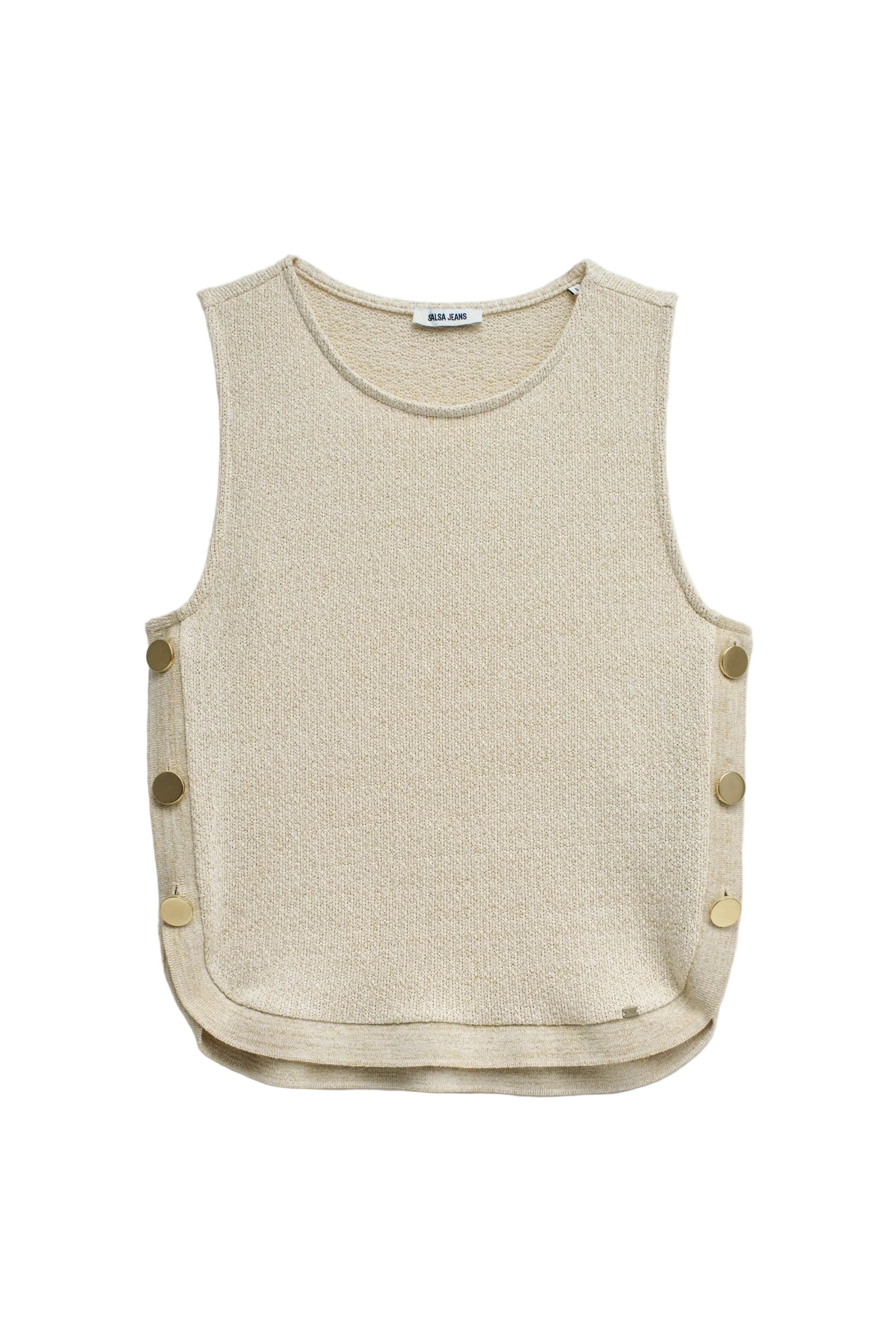 Lurex Knit Top With Buttons in Light Beige T-Shirts Salsa Jeans