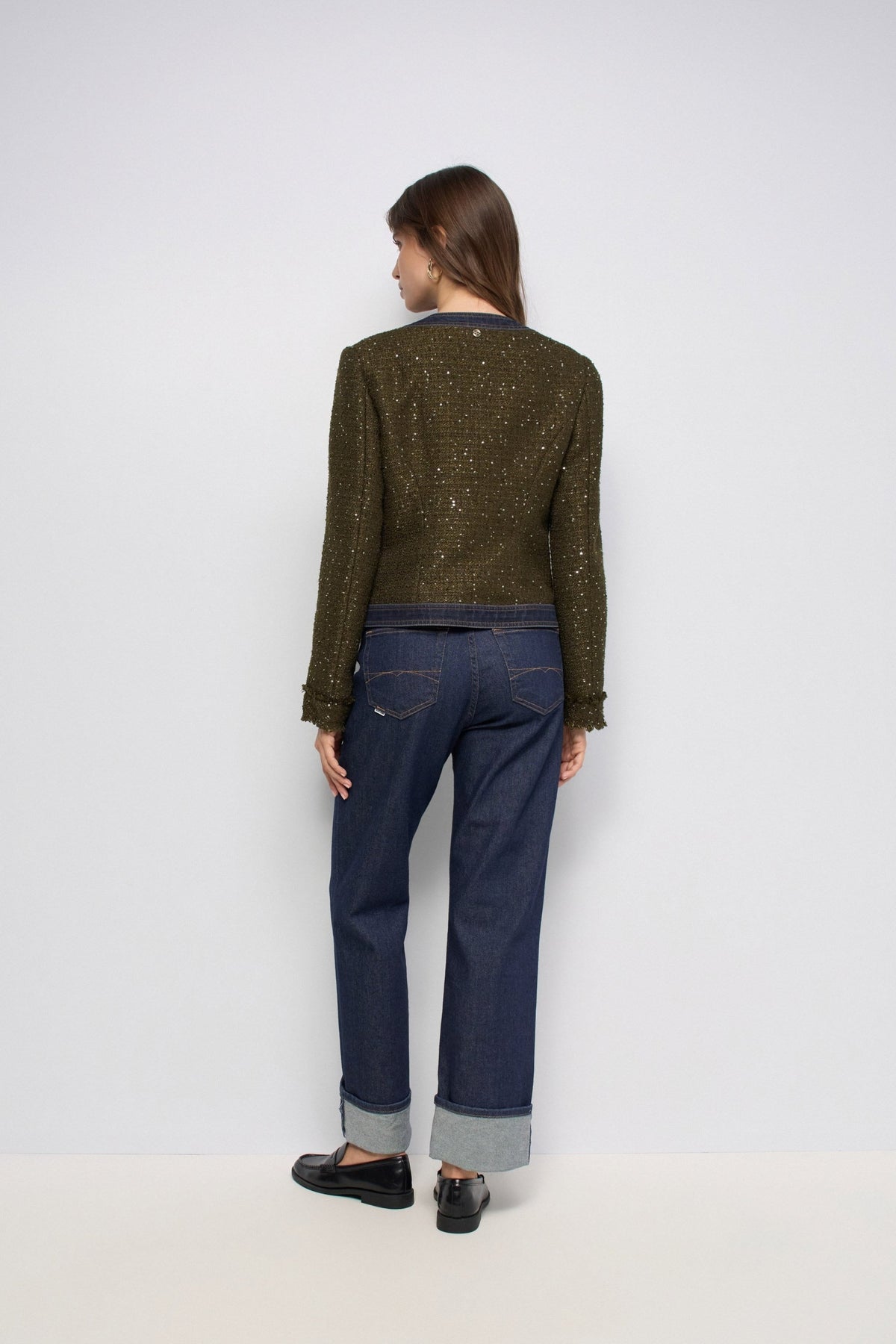 Kurze Tweedjacke mit Knöpfen in Dark Green V1 Jacken Salsa Jeans