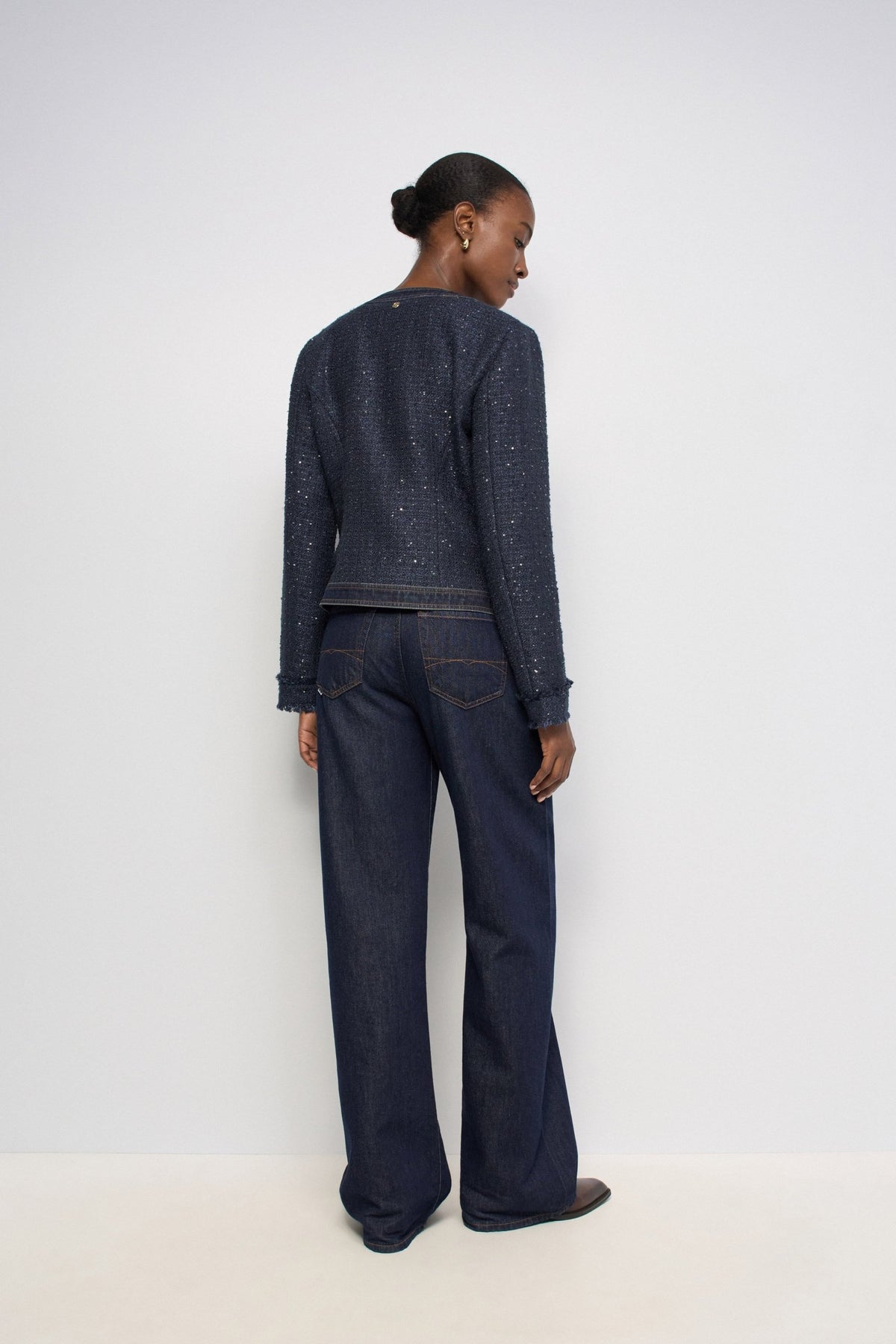 Kurze Tweedjacke mit Knöpfen in Dark Blue Jacken Salsa Jeans
