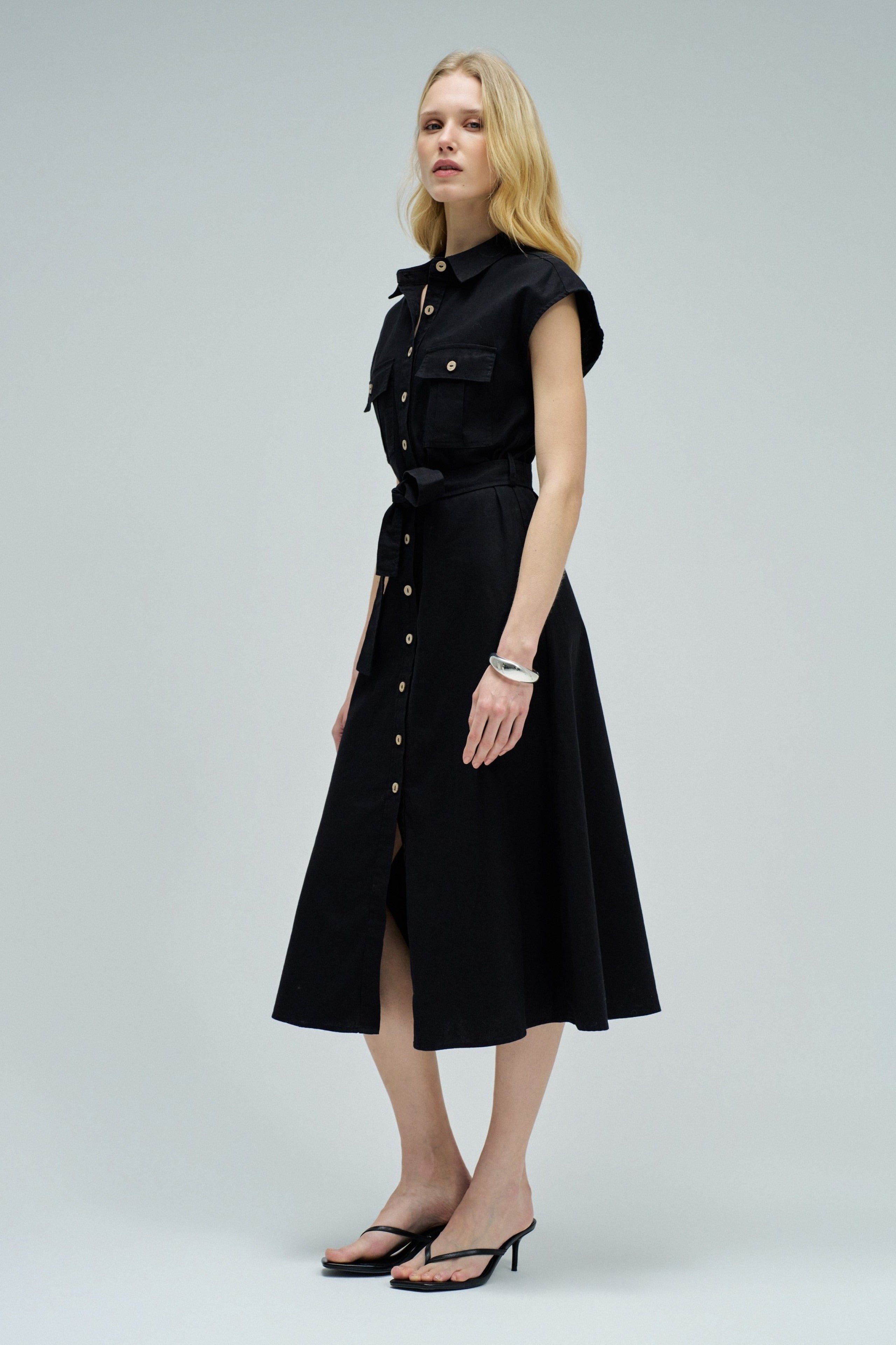 Sleeveless Shirt Dress in Black Kleider Salsa Jeans