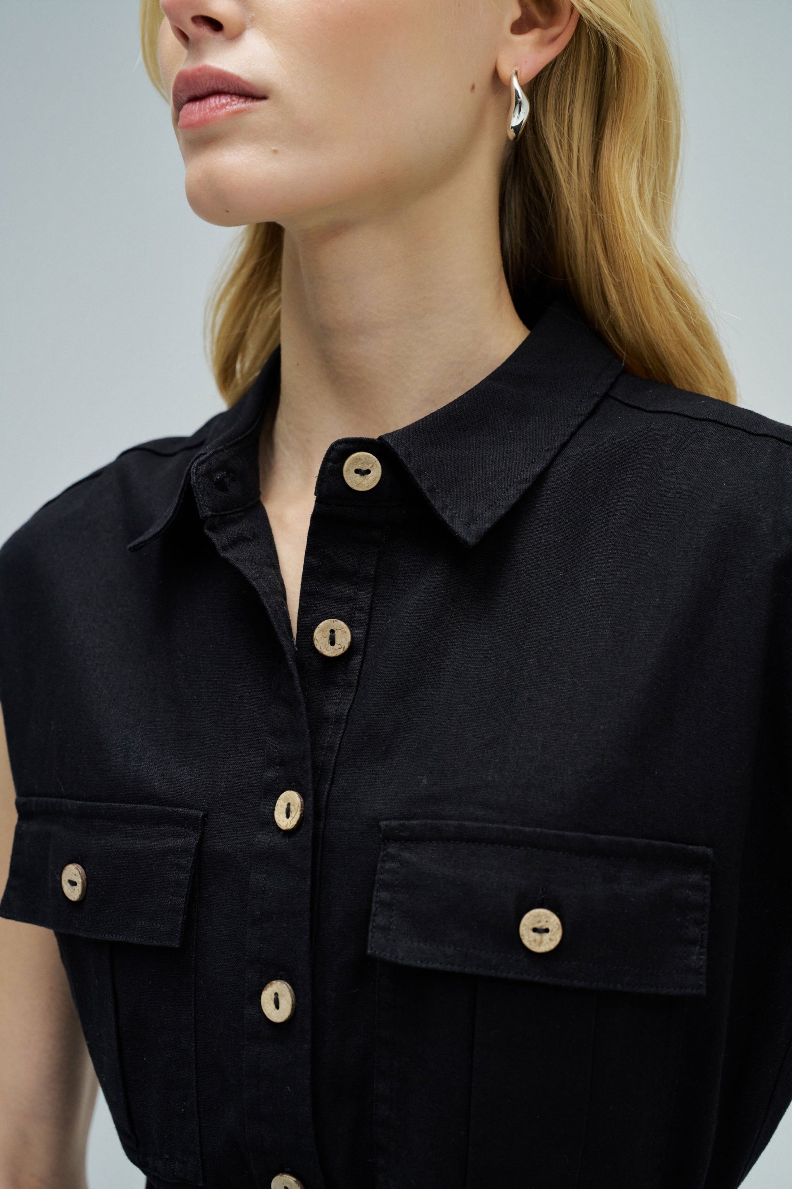 Sleeveless Shirt Dress in Black Kleider Salsa Jeans