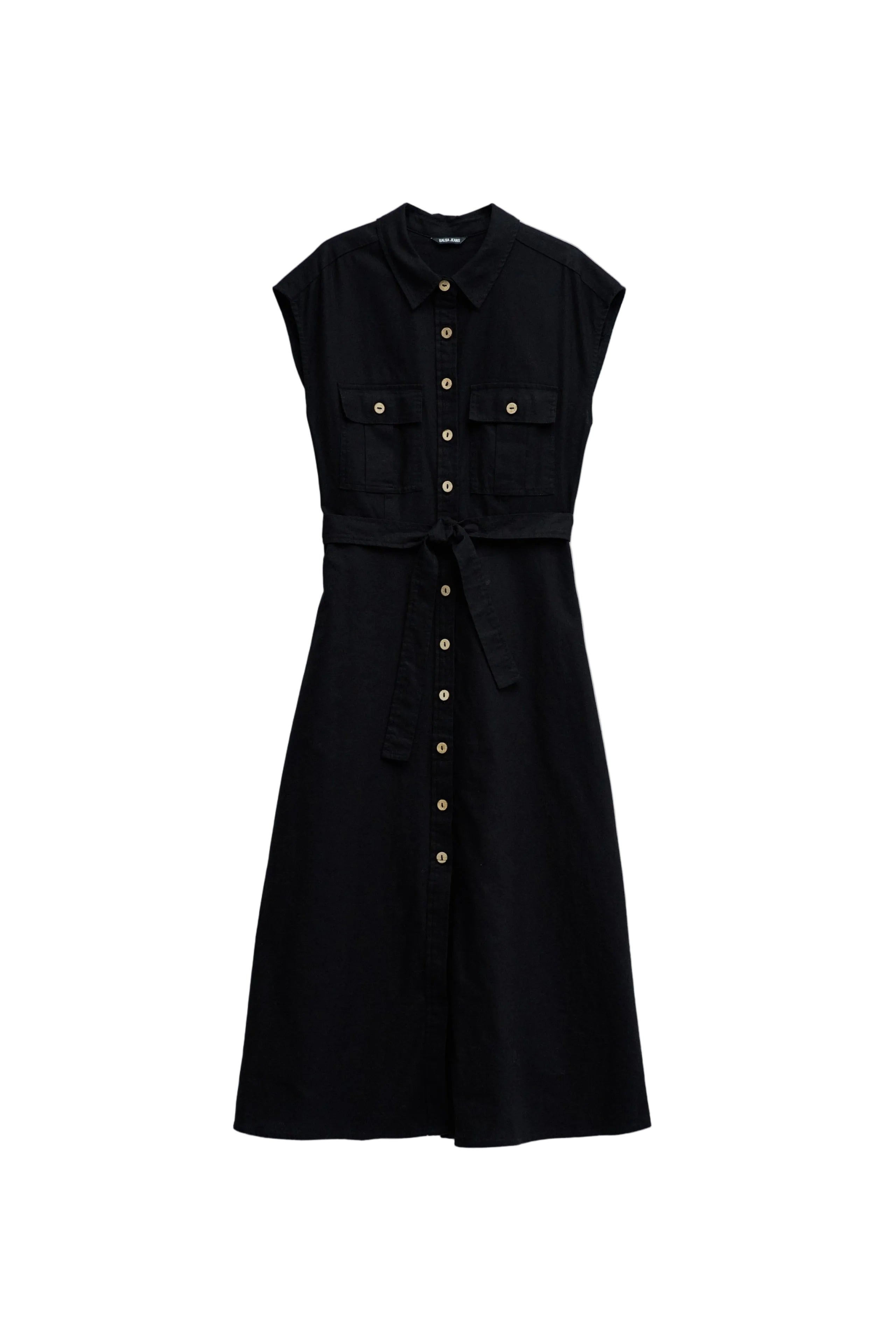 Sleeveless Shirt Dress in Black Kleider Salsa Jeans