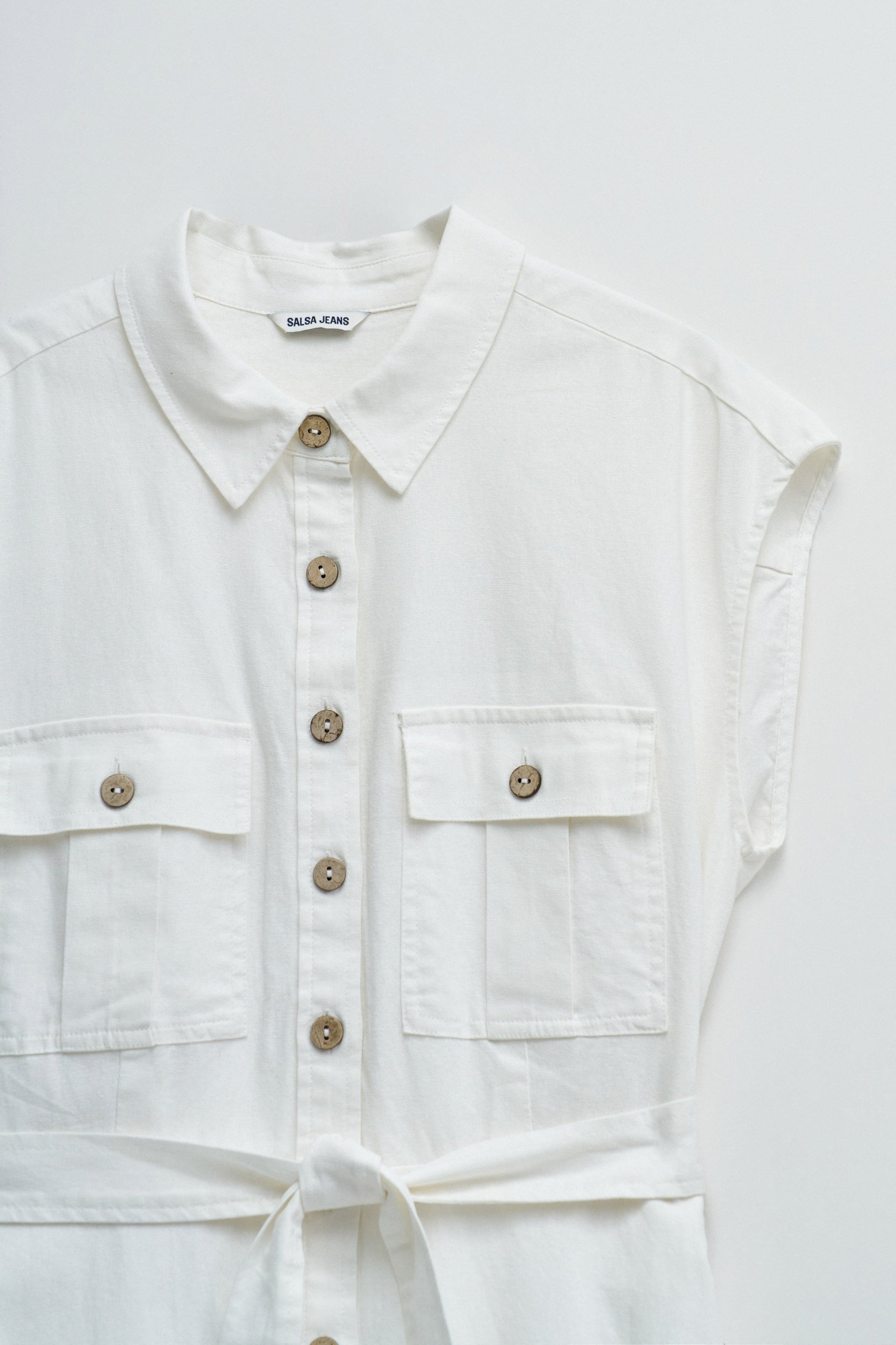 Sleeveless Shirt Dress in White Kleider Salsa Jeans