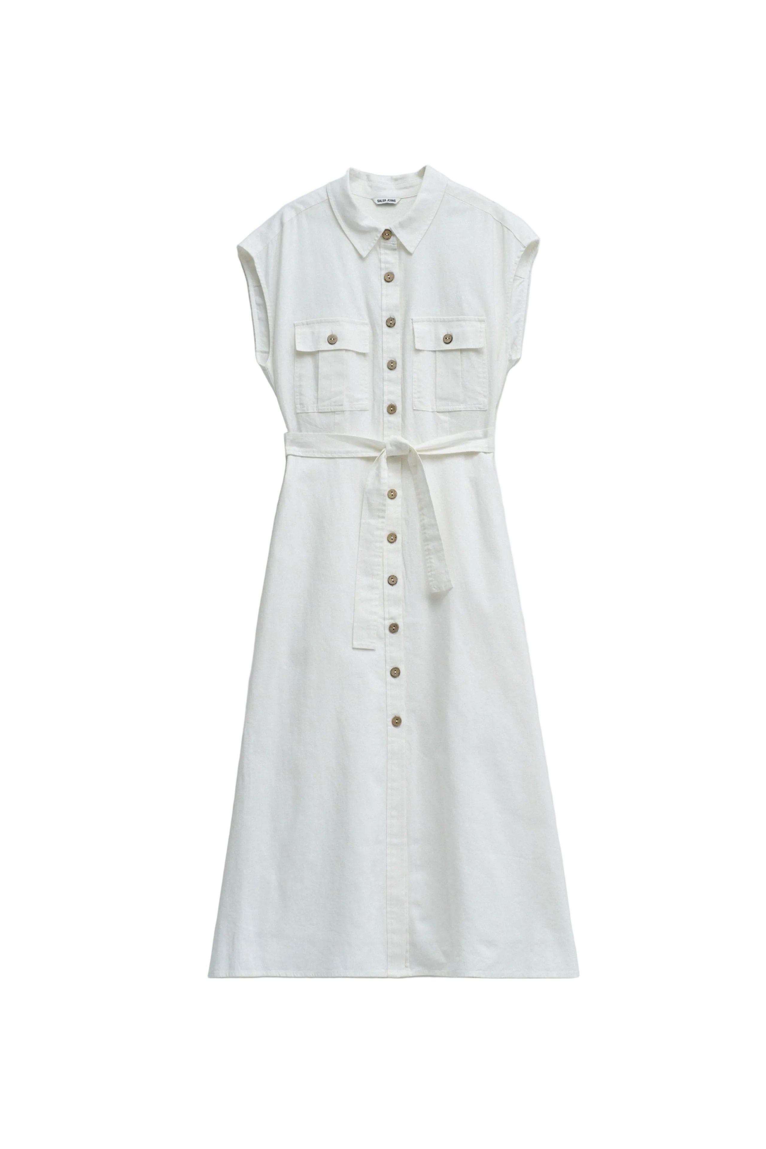 Sleeveless Shirt Dress in White Kleider Salsa Jeans