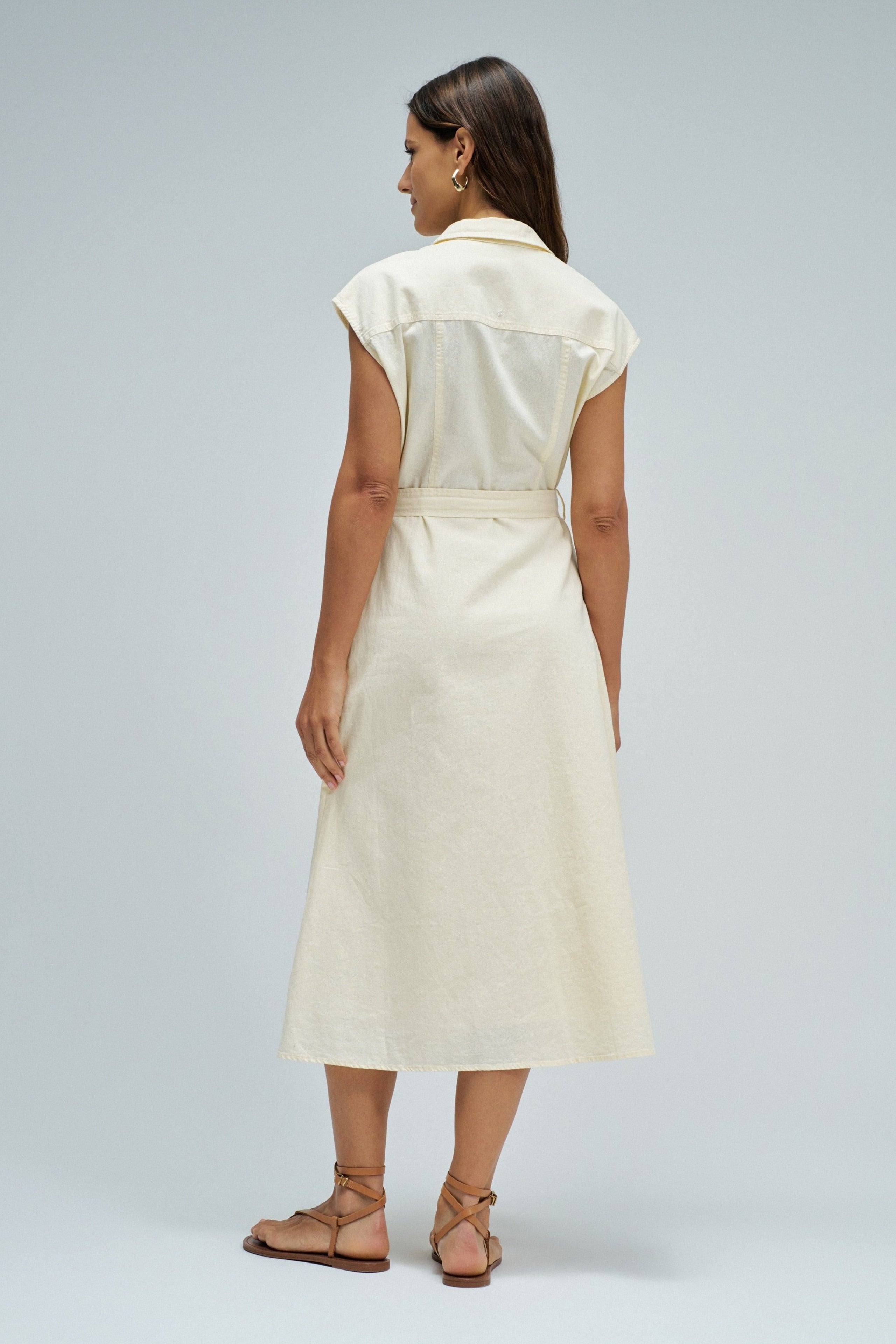 Sleeveless Shirt Dress in Light Yellow Kleider Salsa Jeans