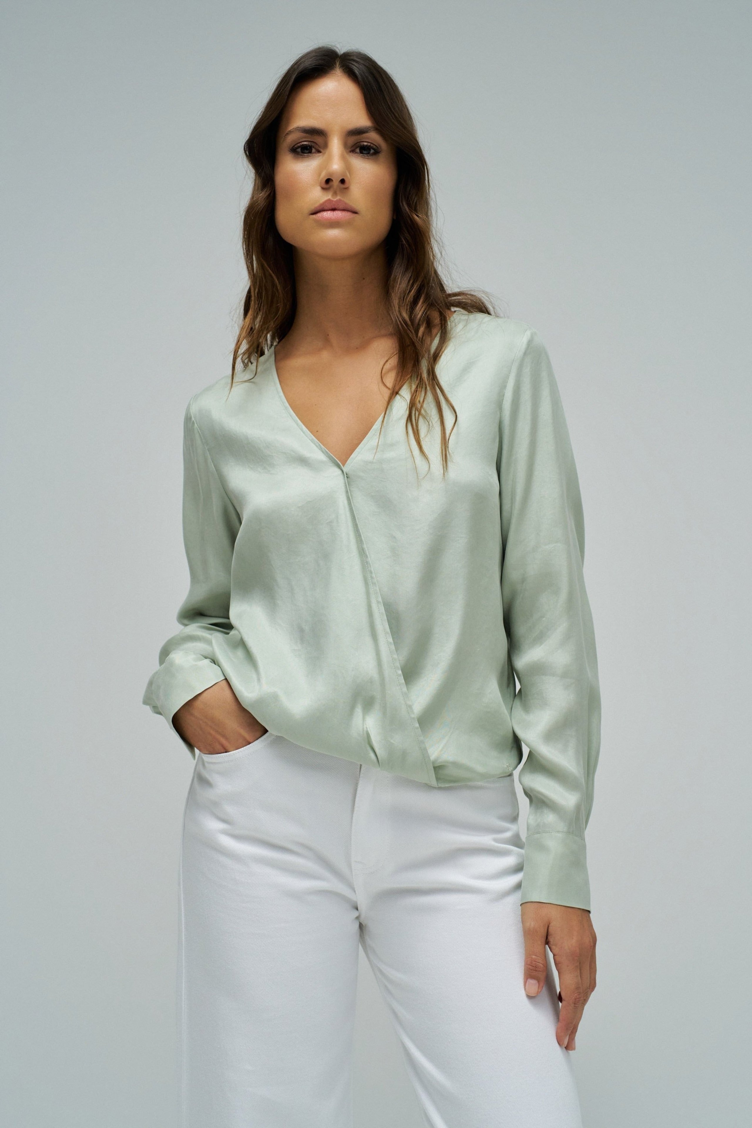 Wrap Blouse in Light Green