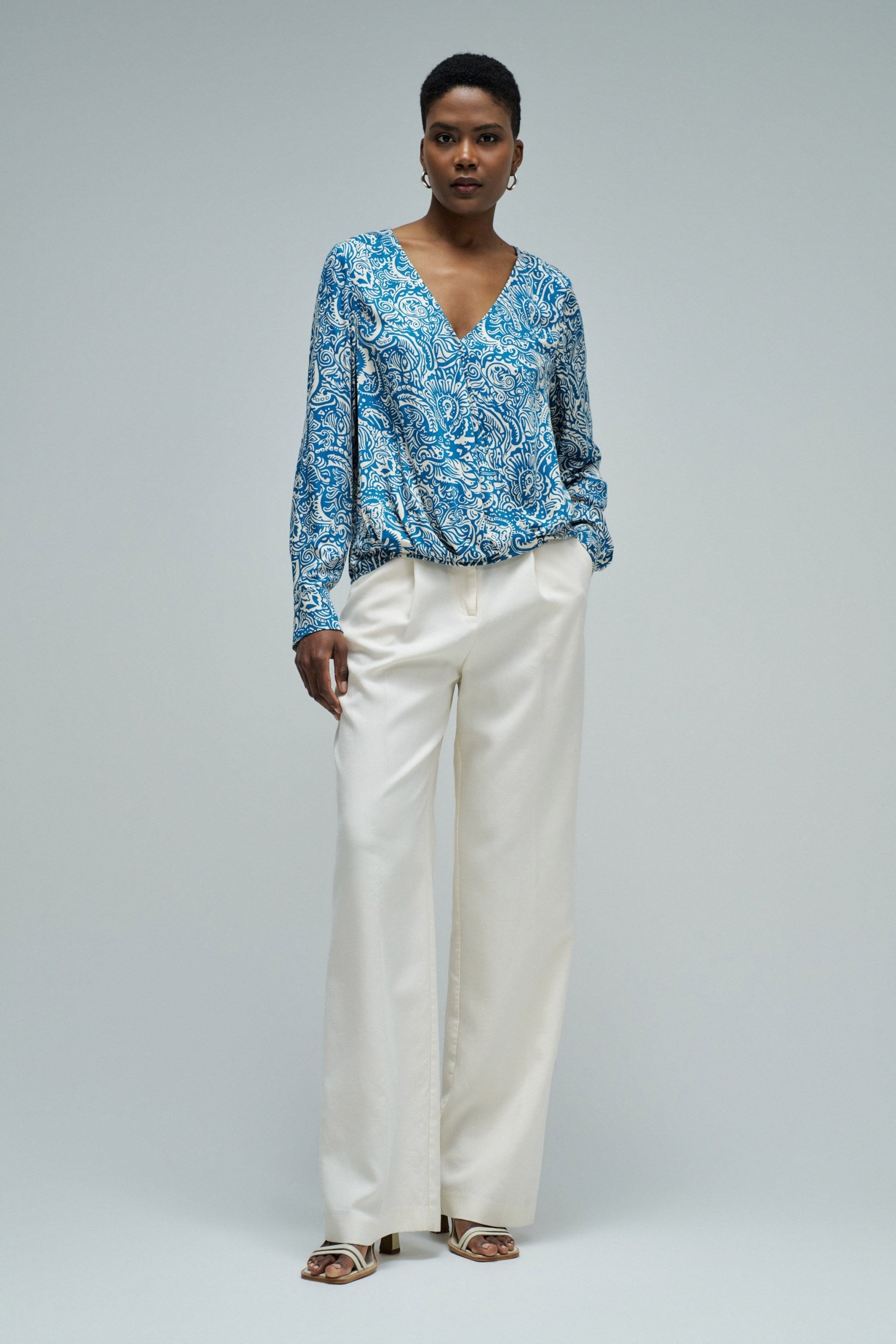 Wrap Blouse in Medium Blue