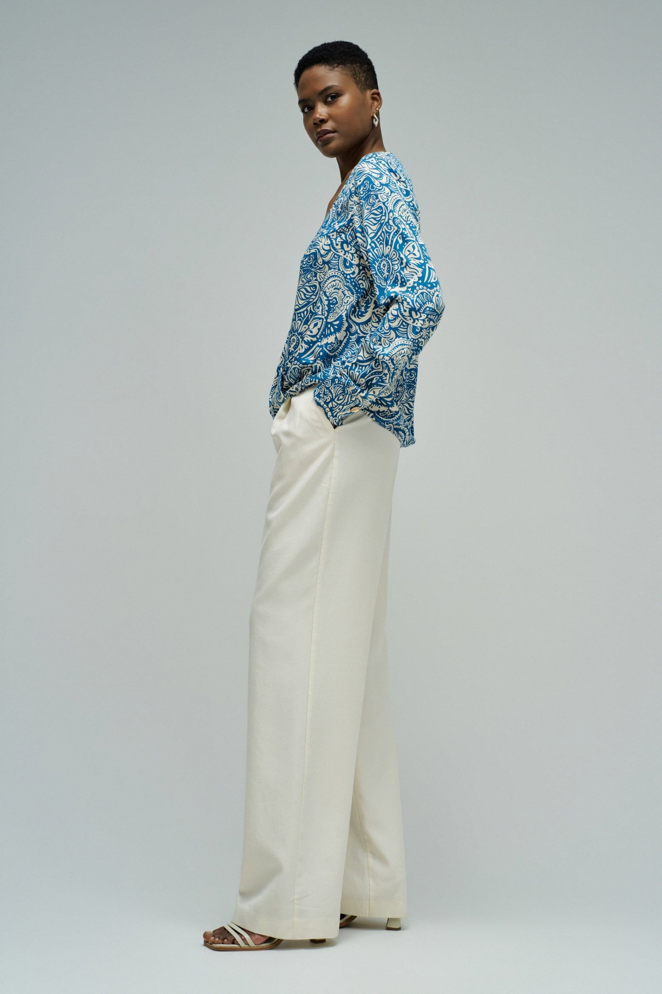 Wrap Blouse in Medium Blue