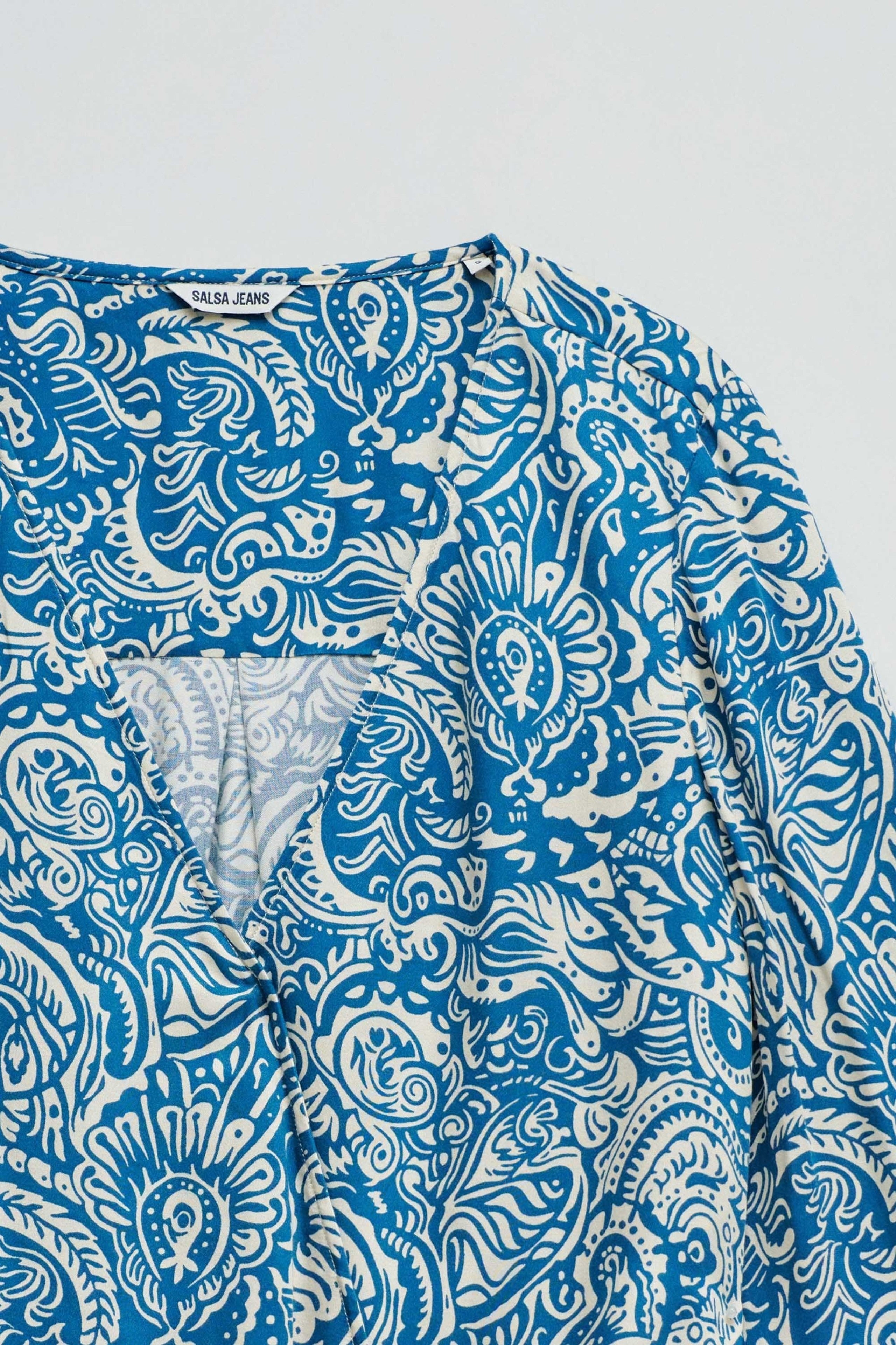 Wrap Blouse in Medium Blue