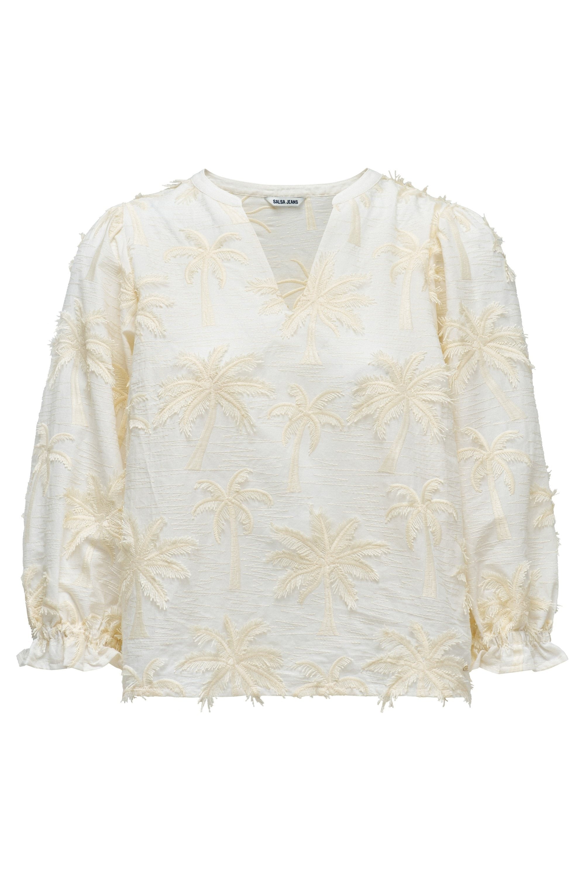 Blouse Textured 3D Fabric Effect in Light Pearl V1 Hemden Salsa Jeans