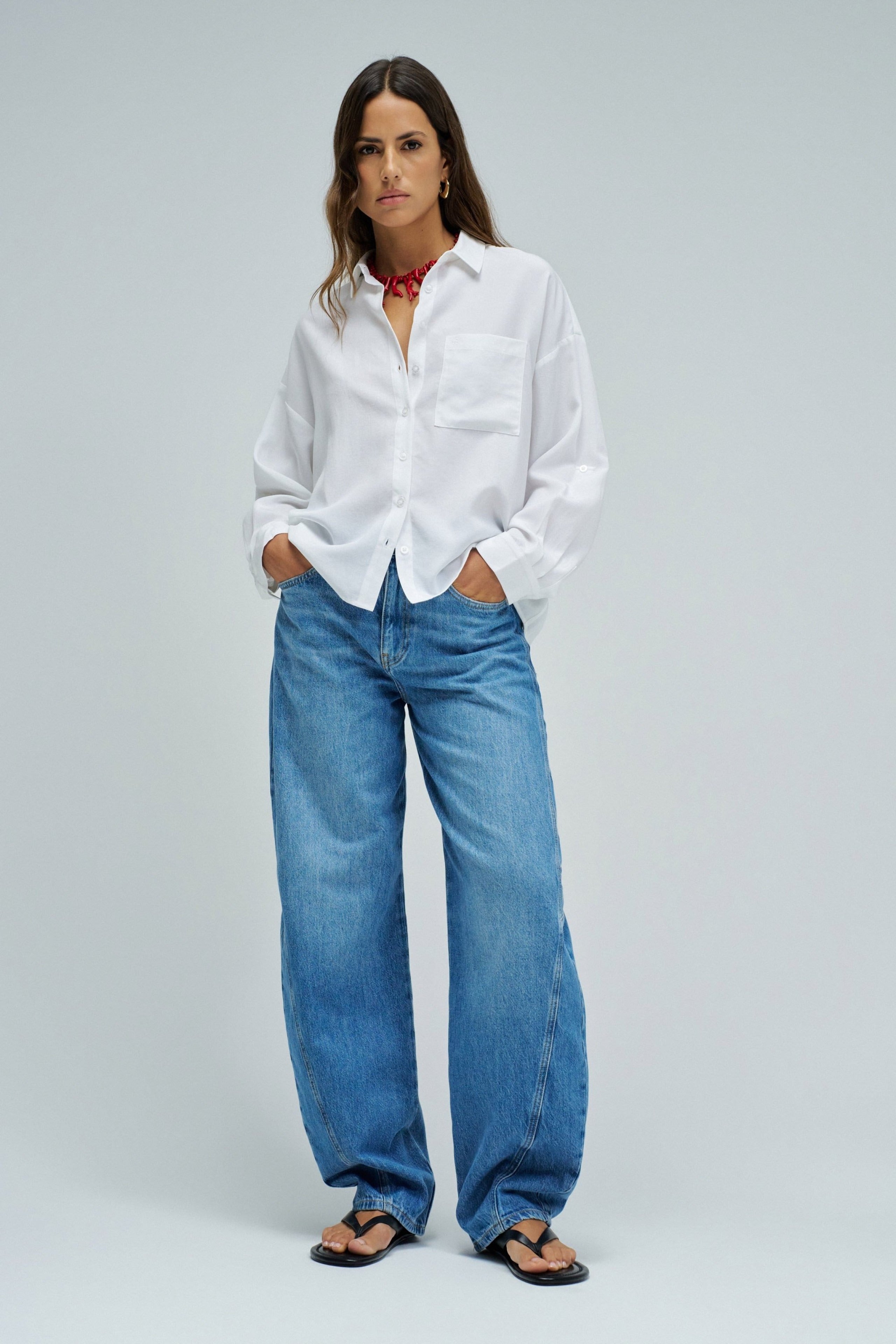 Oversize Basic Shirt in White Hemden Salsa Jeans