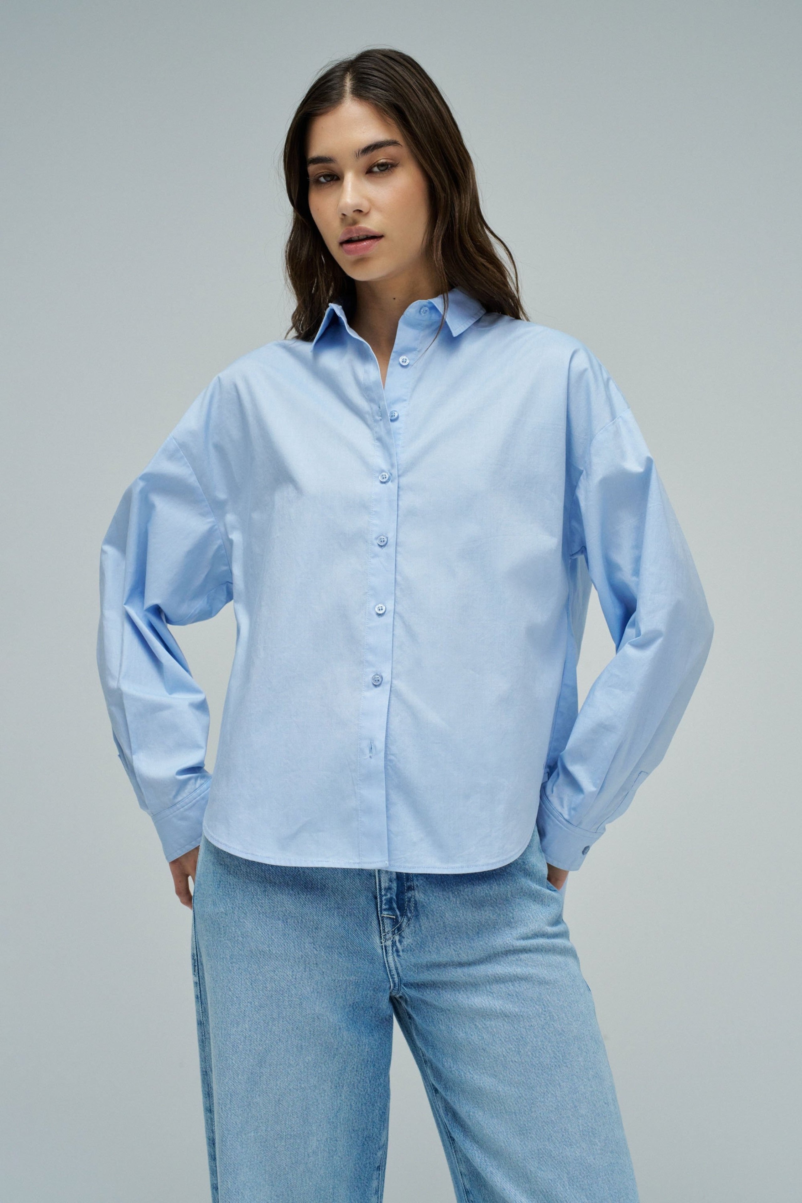 Oversize Basic Shirt in Light Blue Hemden Salsa Jeans