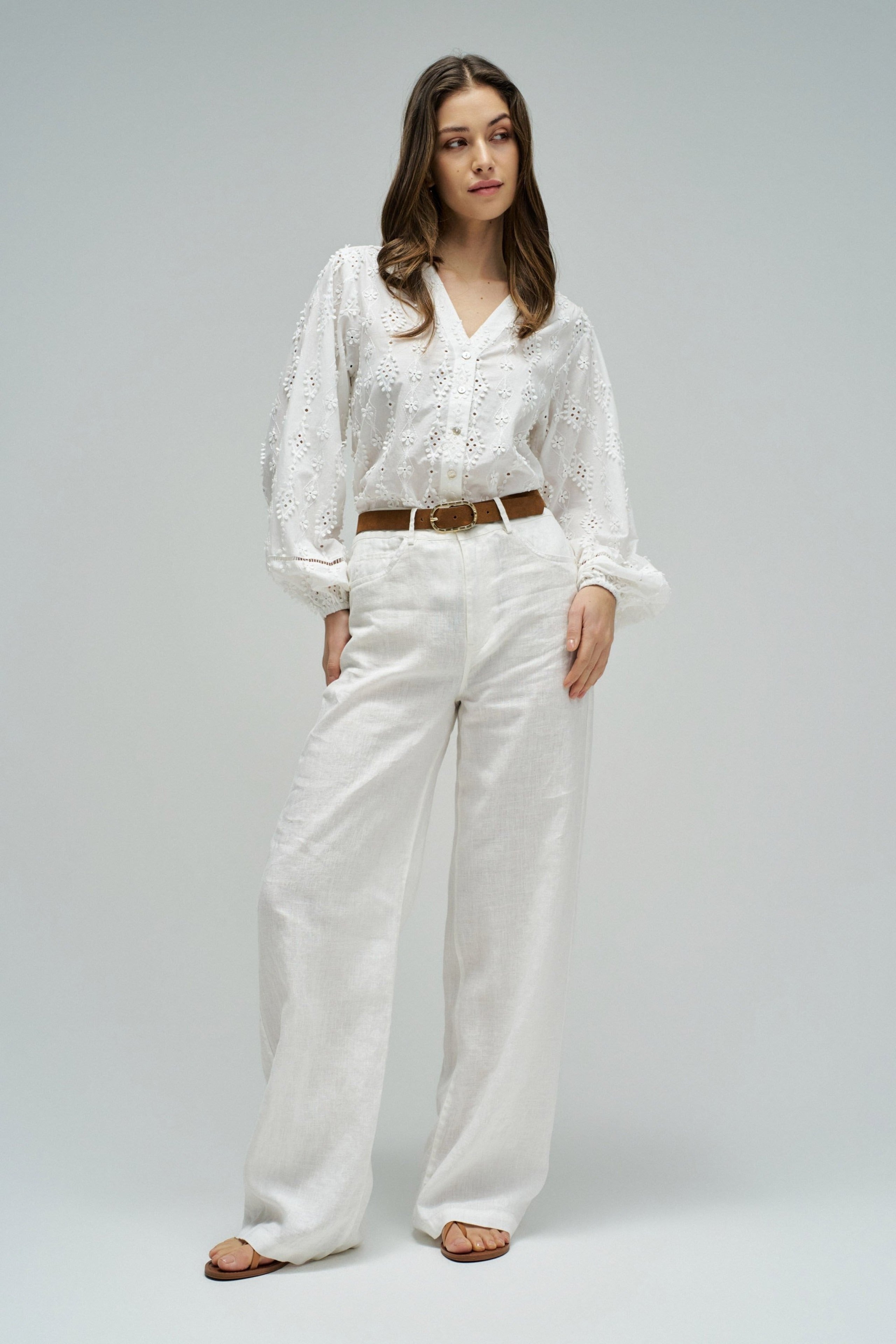 Textured Shirt Lace Detail in White Hemden Salsa Jeans