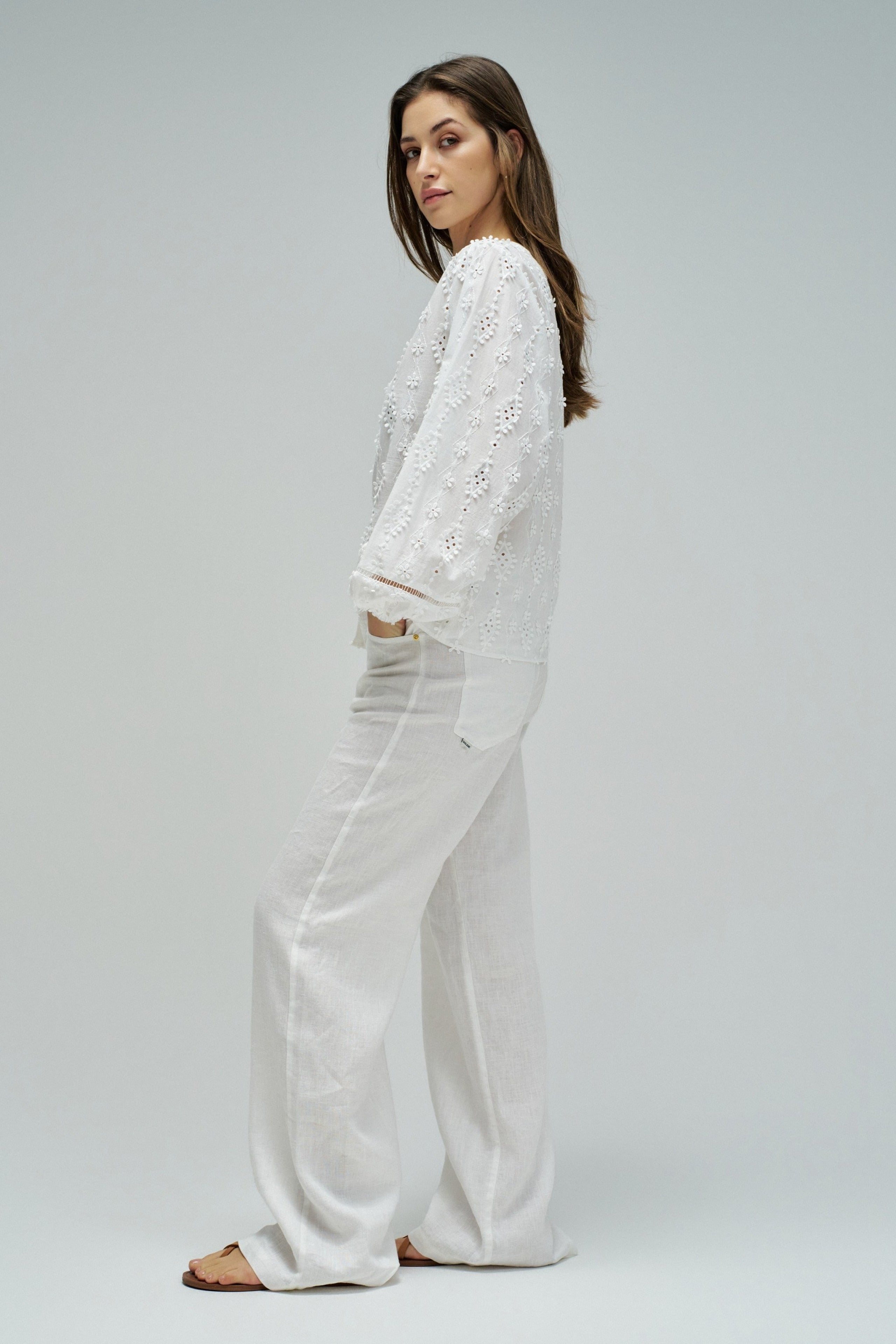 Textured Shirt Lace Detail in White Hemden Salsa Jeans