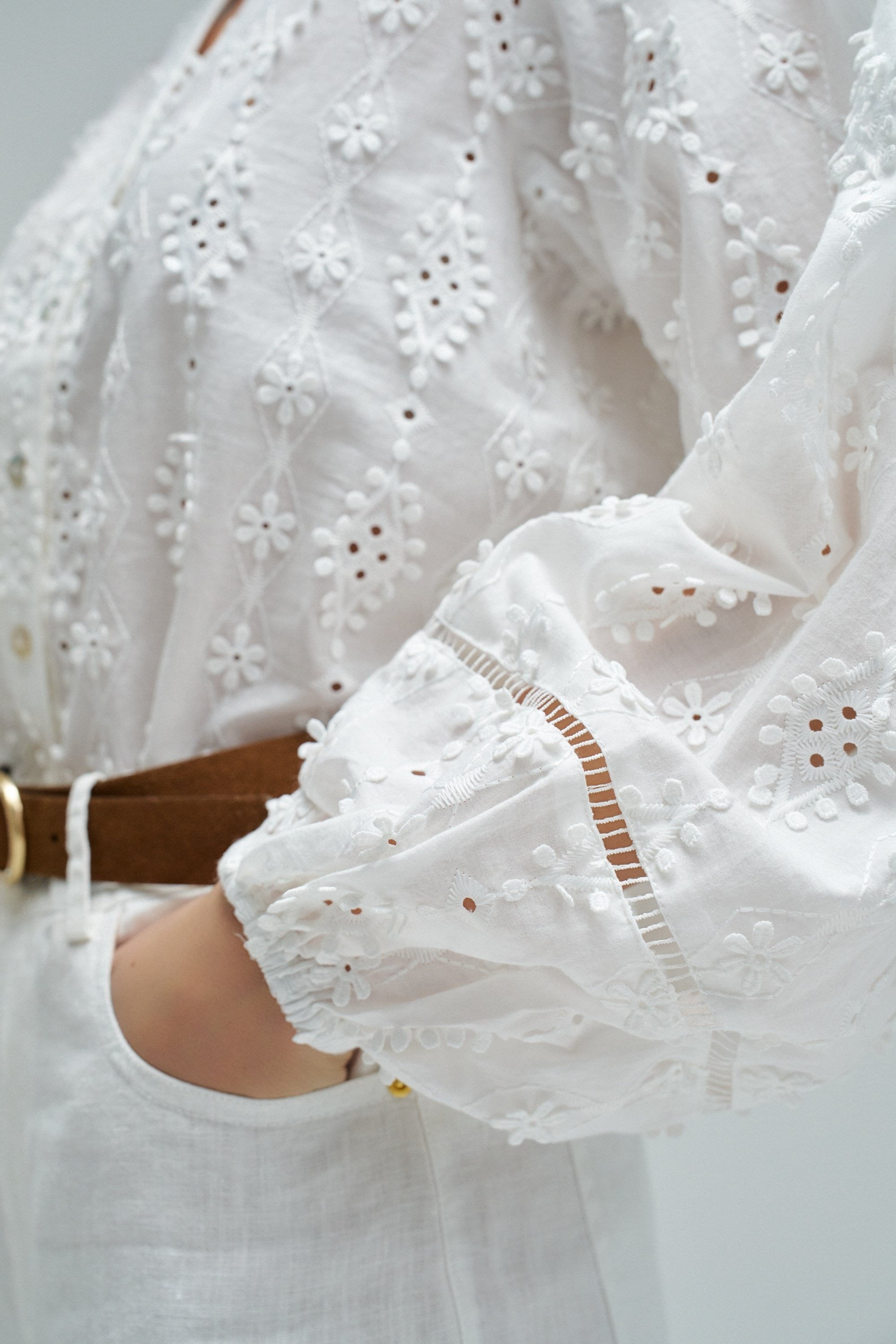 Textured Shirt Lace Detail in White Hemden Salsa Jeans