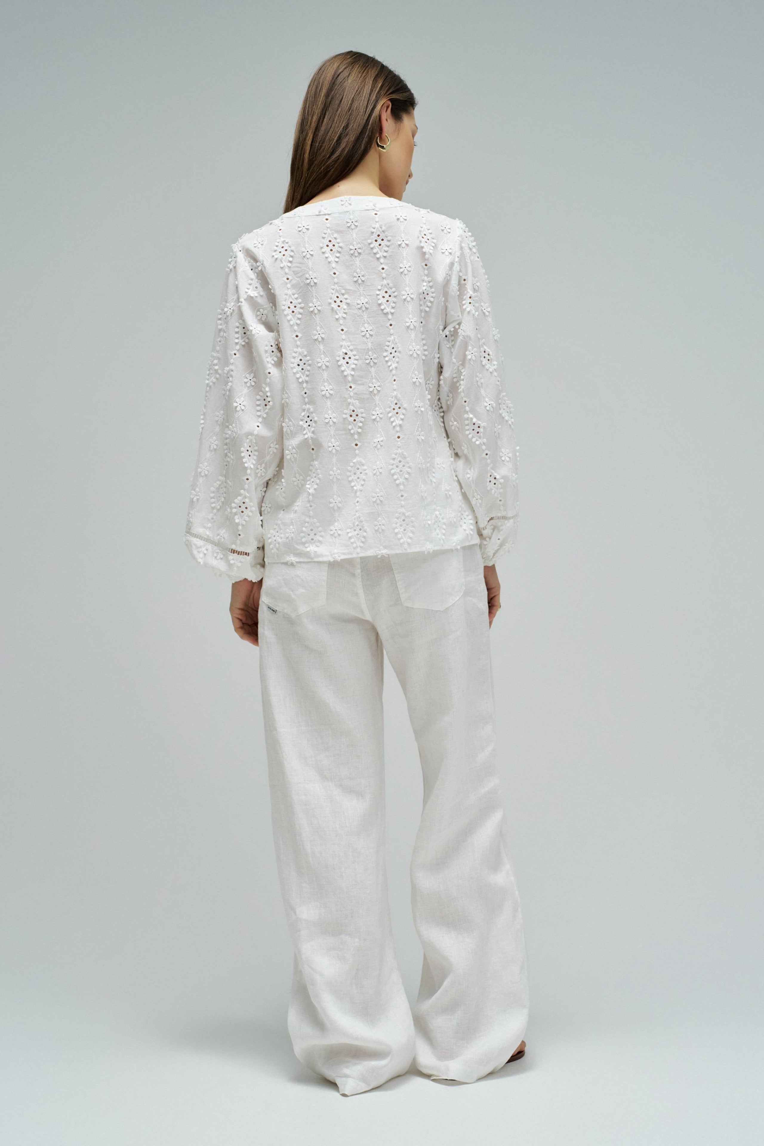 Textured Shirt Lace Detail in White Hemden Salsa Jeans