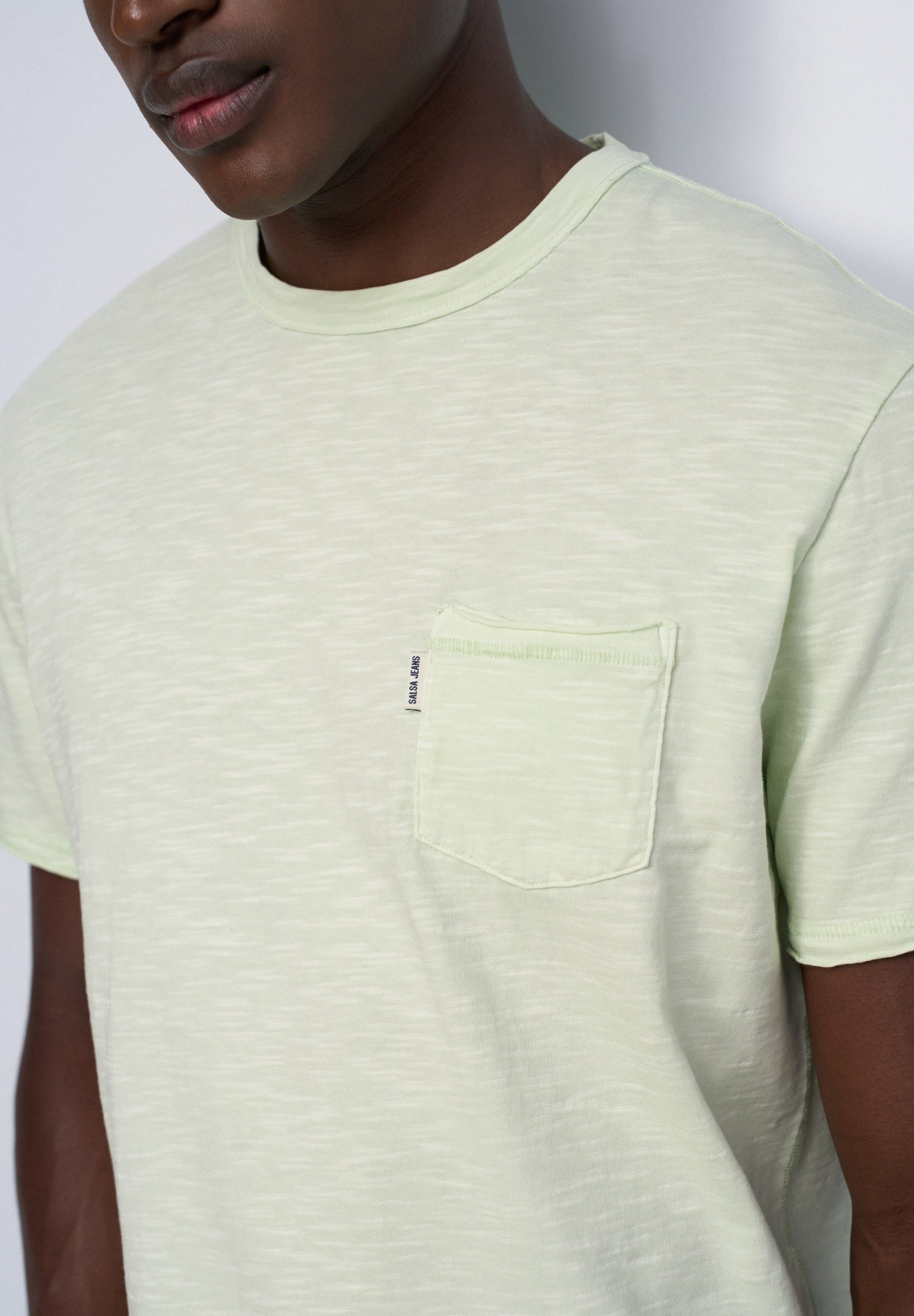 T-Shirt Slub Jersey Raw Edge in Light Green V1 T-Shirts Salsa Jeans