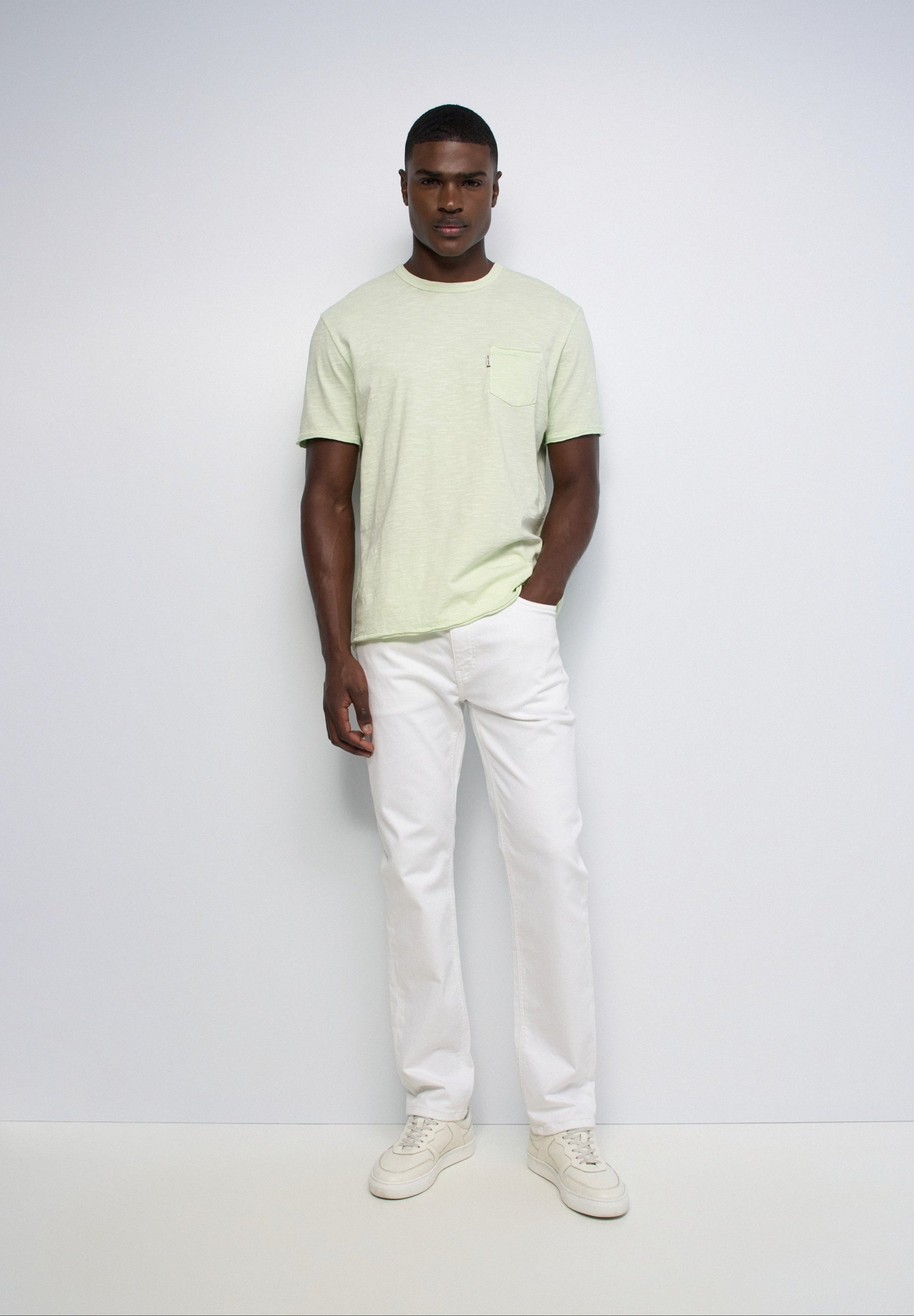 T-Shirt Slub Jersey Raw Edge in Light Green V1 T-Shirts Salsa Jeans