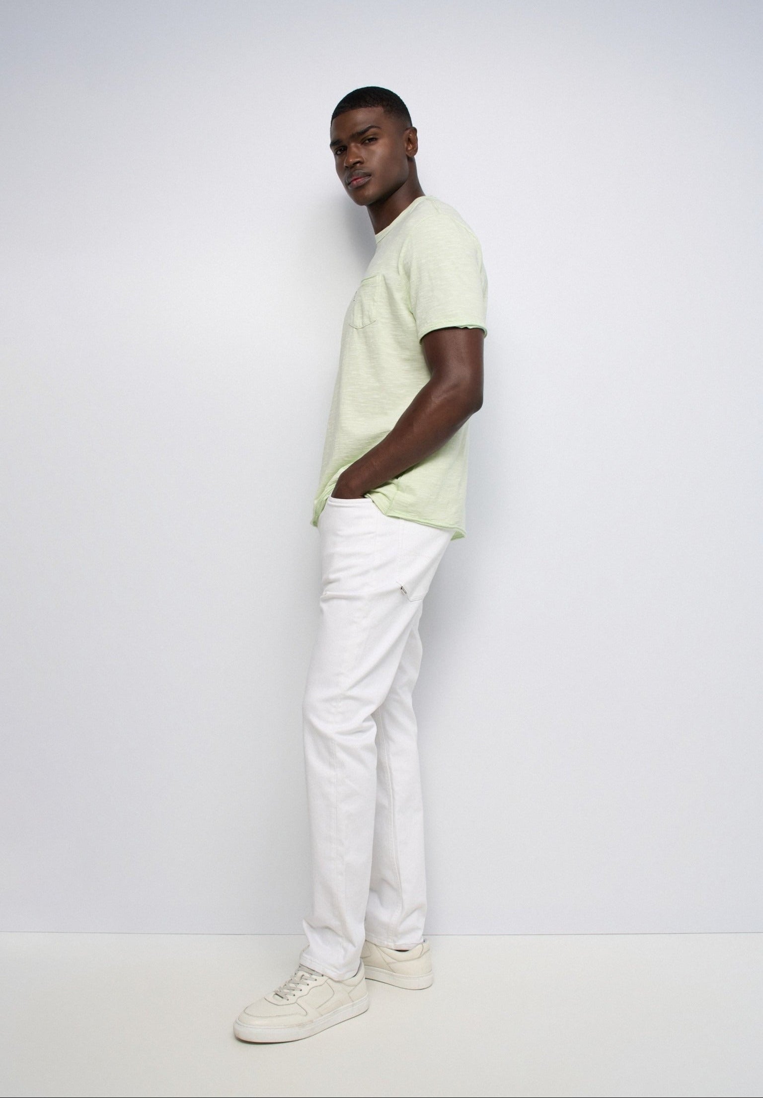 T-Shirt Slub Jersey Raw Edge in Light Green V1 T-Shirts Salsa Jeans