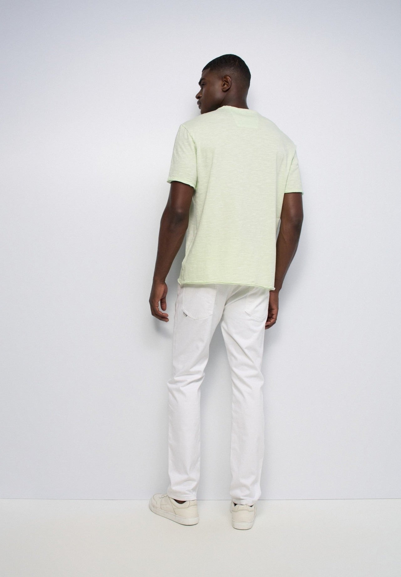 T-Shirt Slub Jersey Raw Edge in Light Green V1 T-Shirts Salsa Jeans