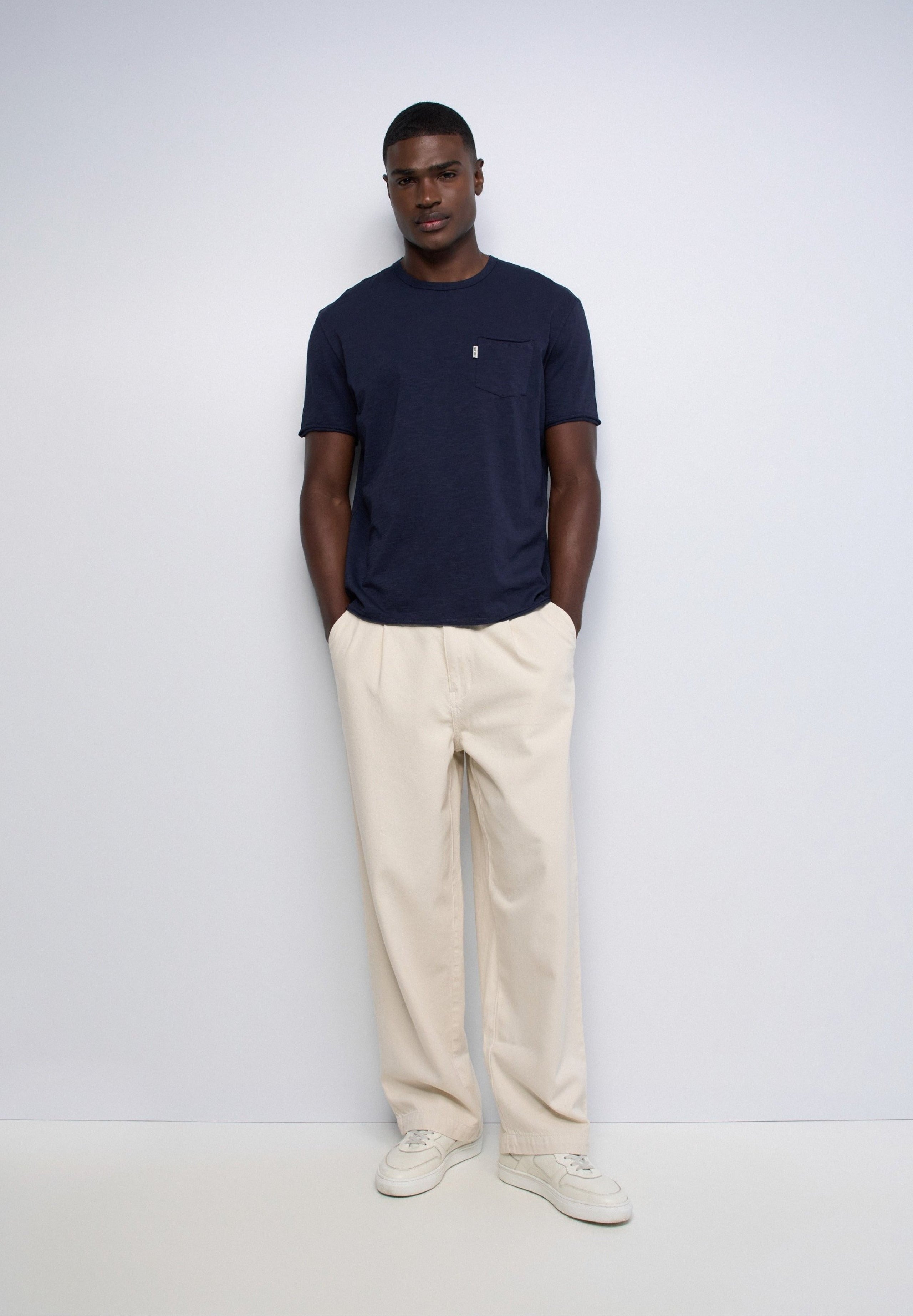 T-Shirt Slub Jersey Raw Edge in Dark Blue T-Shirts Salsa Jeans