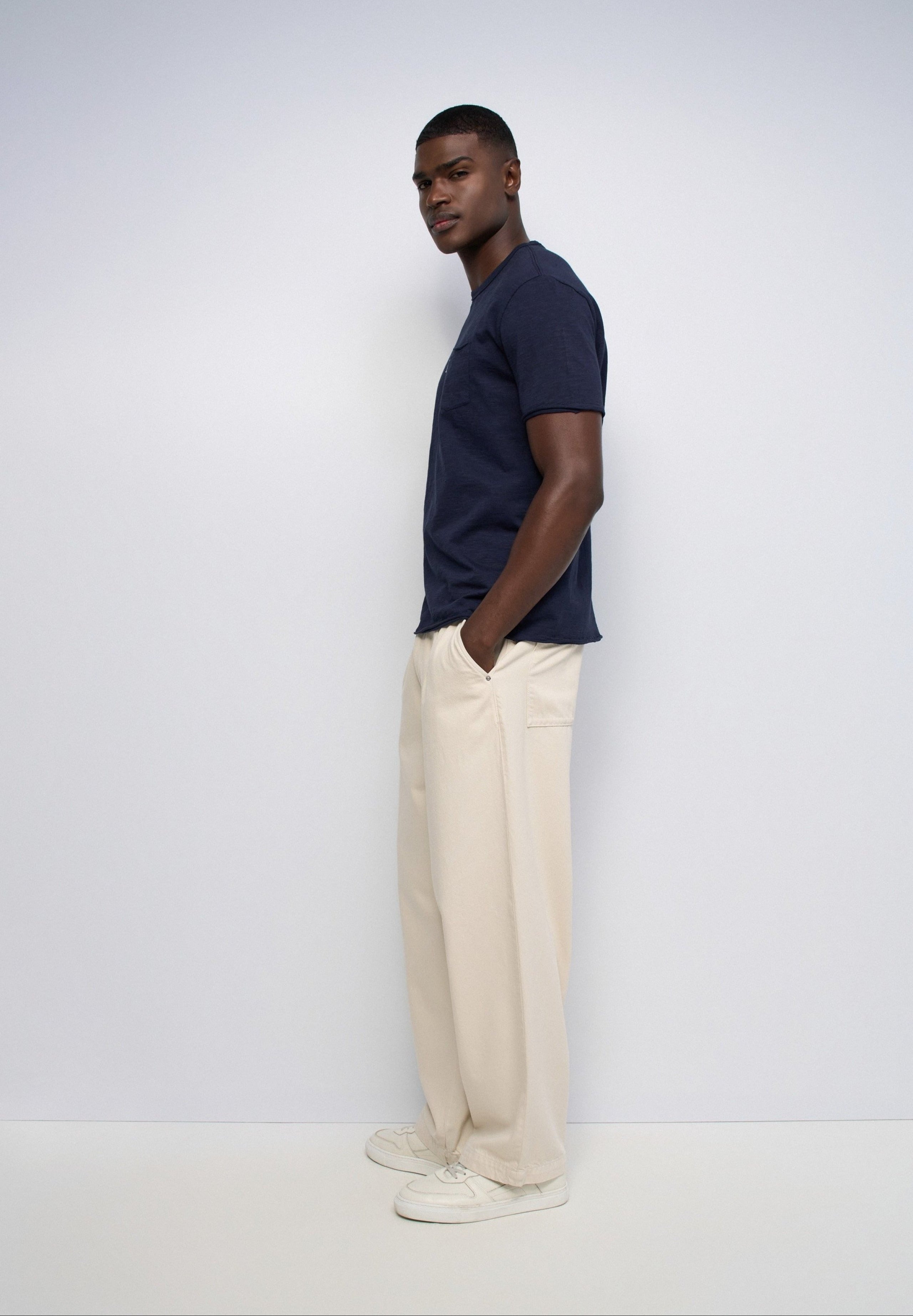 T-Shirt Slub Jersey Raw Edge in Dark Blue T-Shirts Salsa Jeans