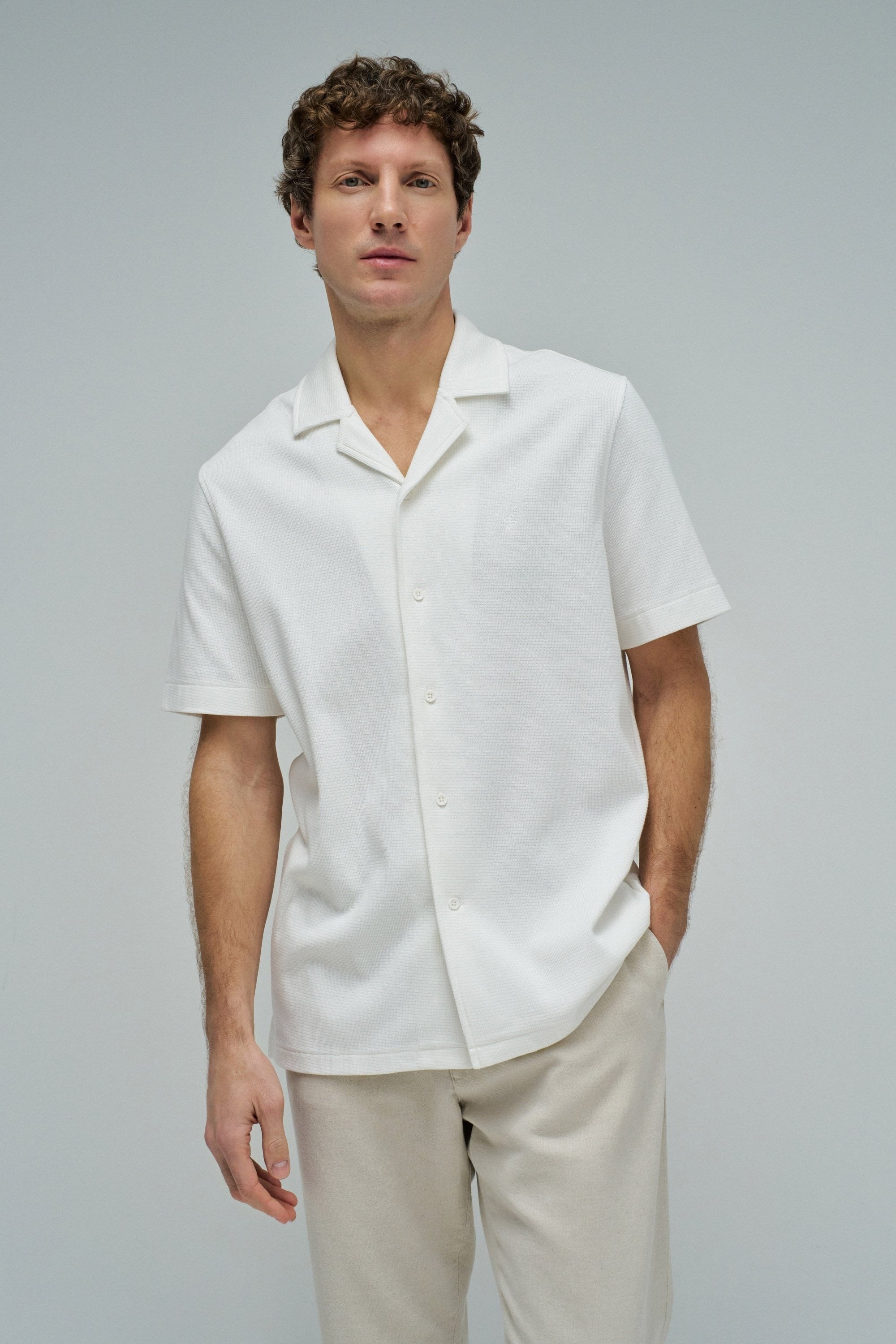 Shirt Textured Waffle in Light Pearl V2 Hemden Salsa Jeans